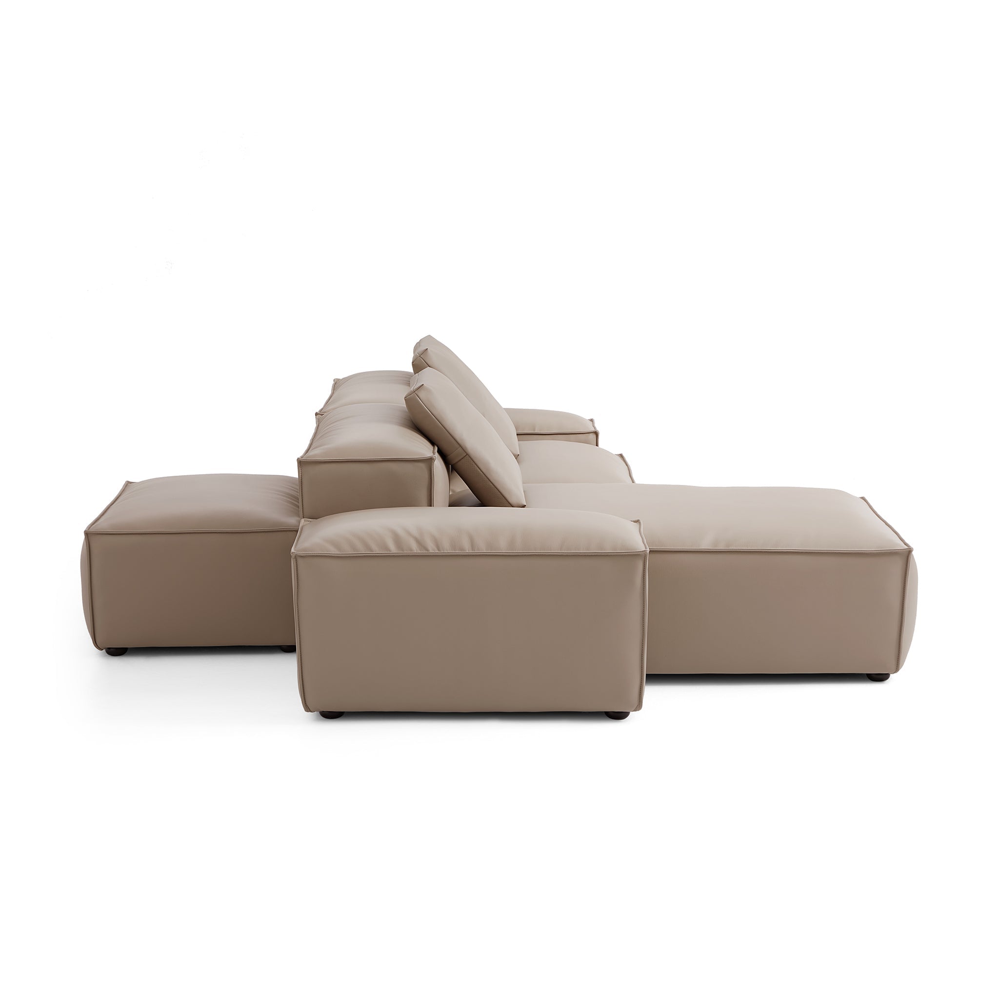 Cube Modular Black Genuine Leather Double-Sided Sectional