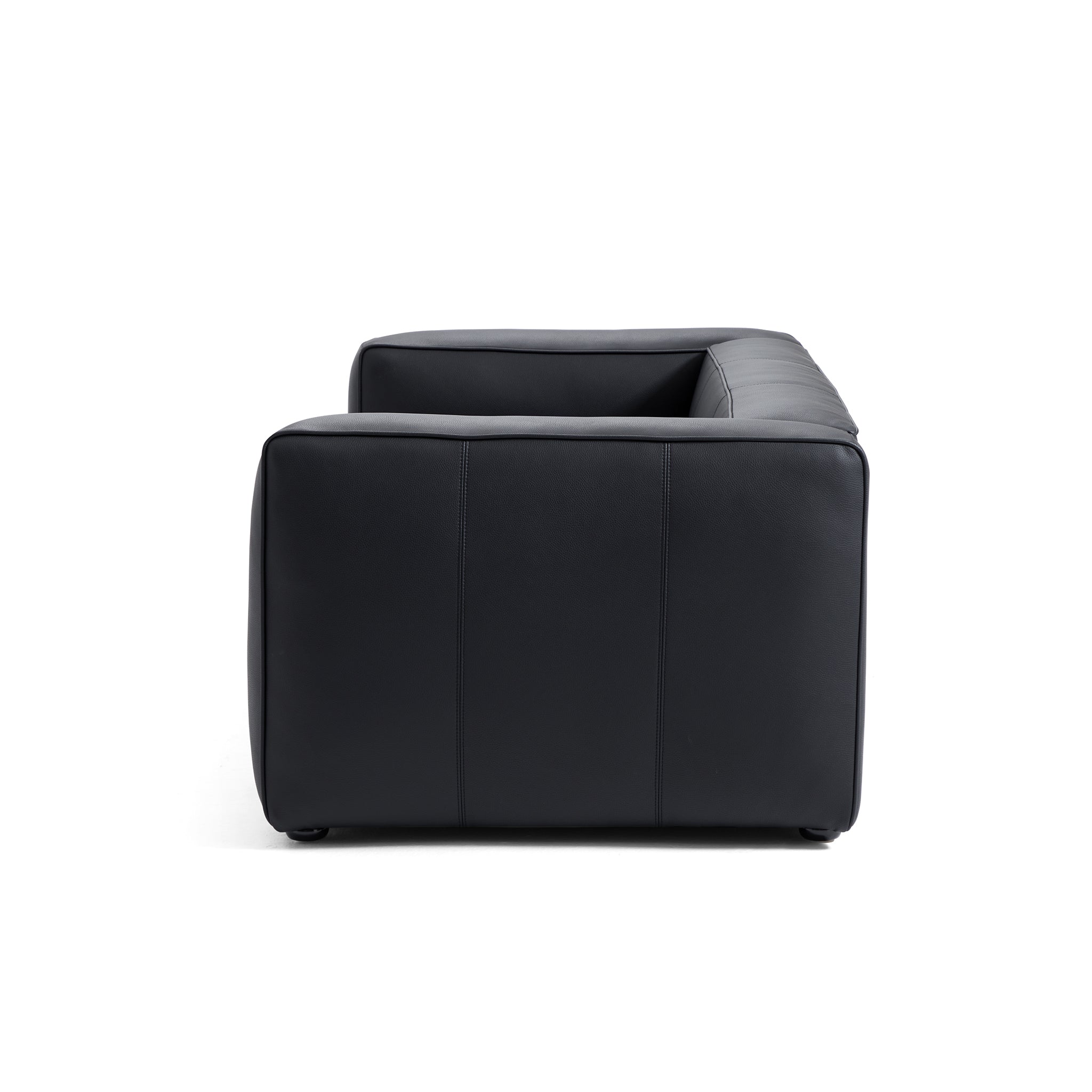 Brancaster Black Genuine Leather Tuxedo Sofa