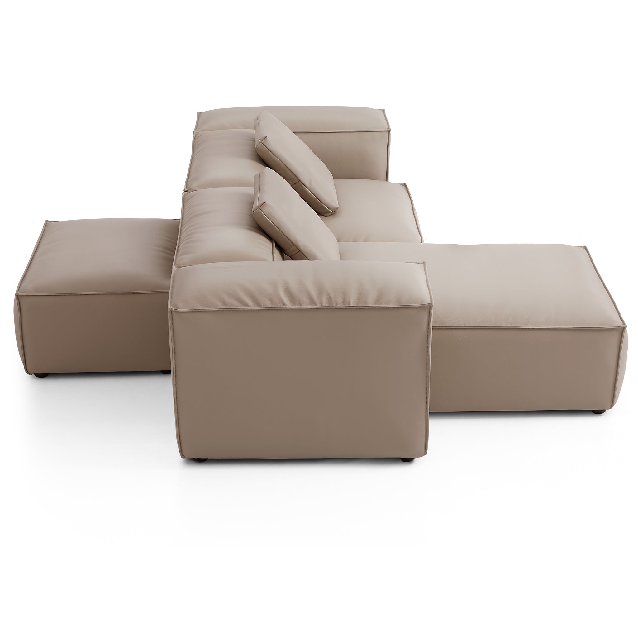 Cube Modular Black Genuine Leather Double-Sided Sectional