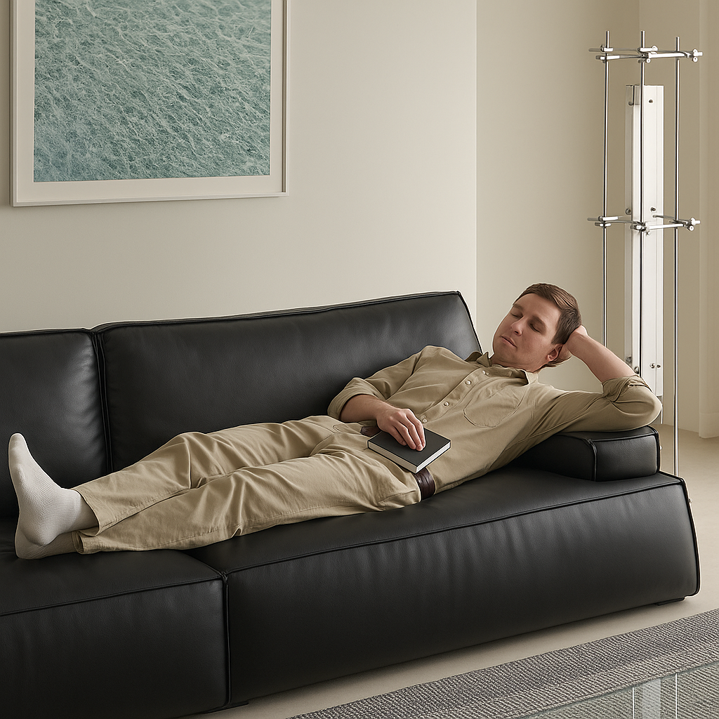 Deacon Minimalist Top Grain Leather Sofa