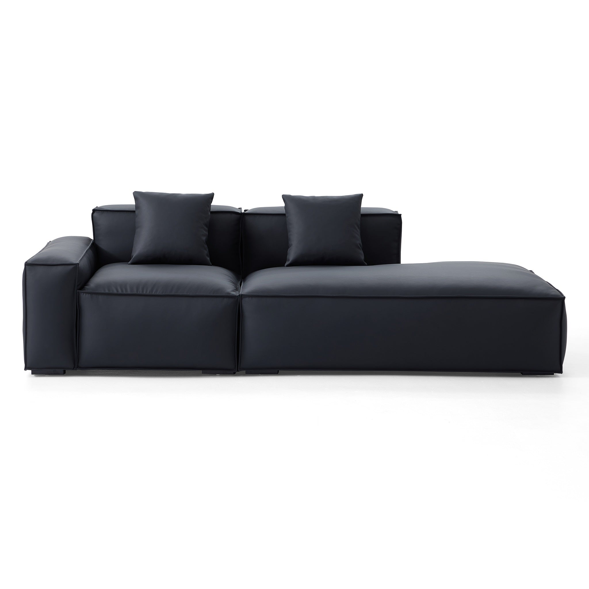 Canapé en cuir noir minimaliste géométrique