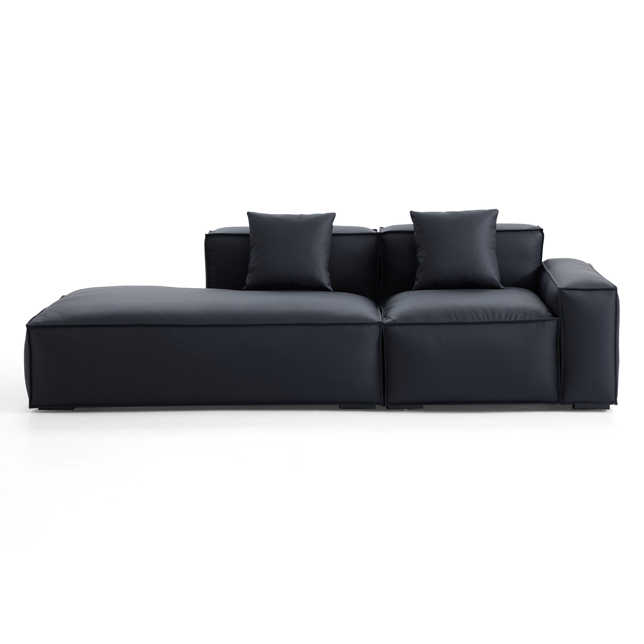 Canapé en cuir noir minimaliste géométrique