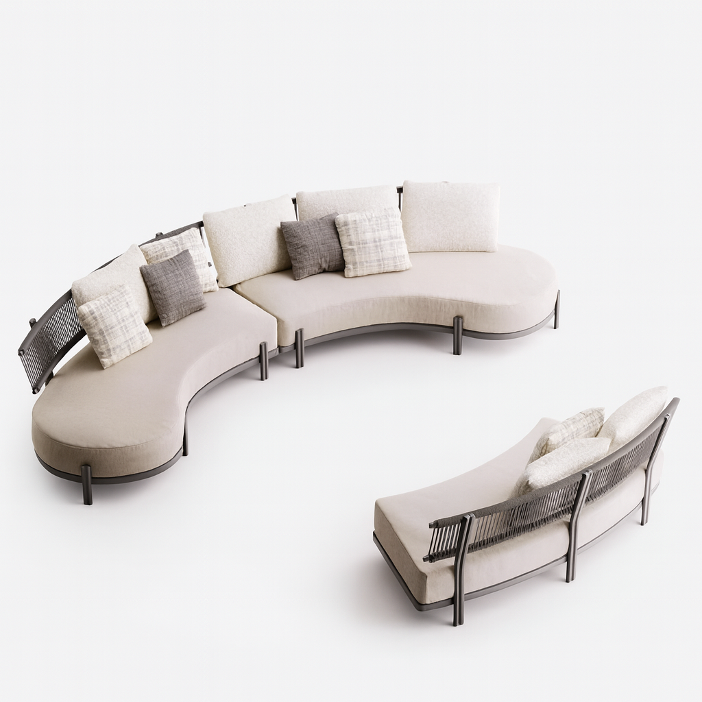 Maui Outdoor Curved Wicker Sectional Sofa Set