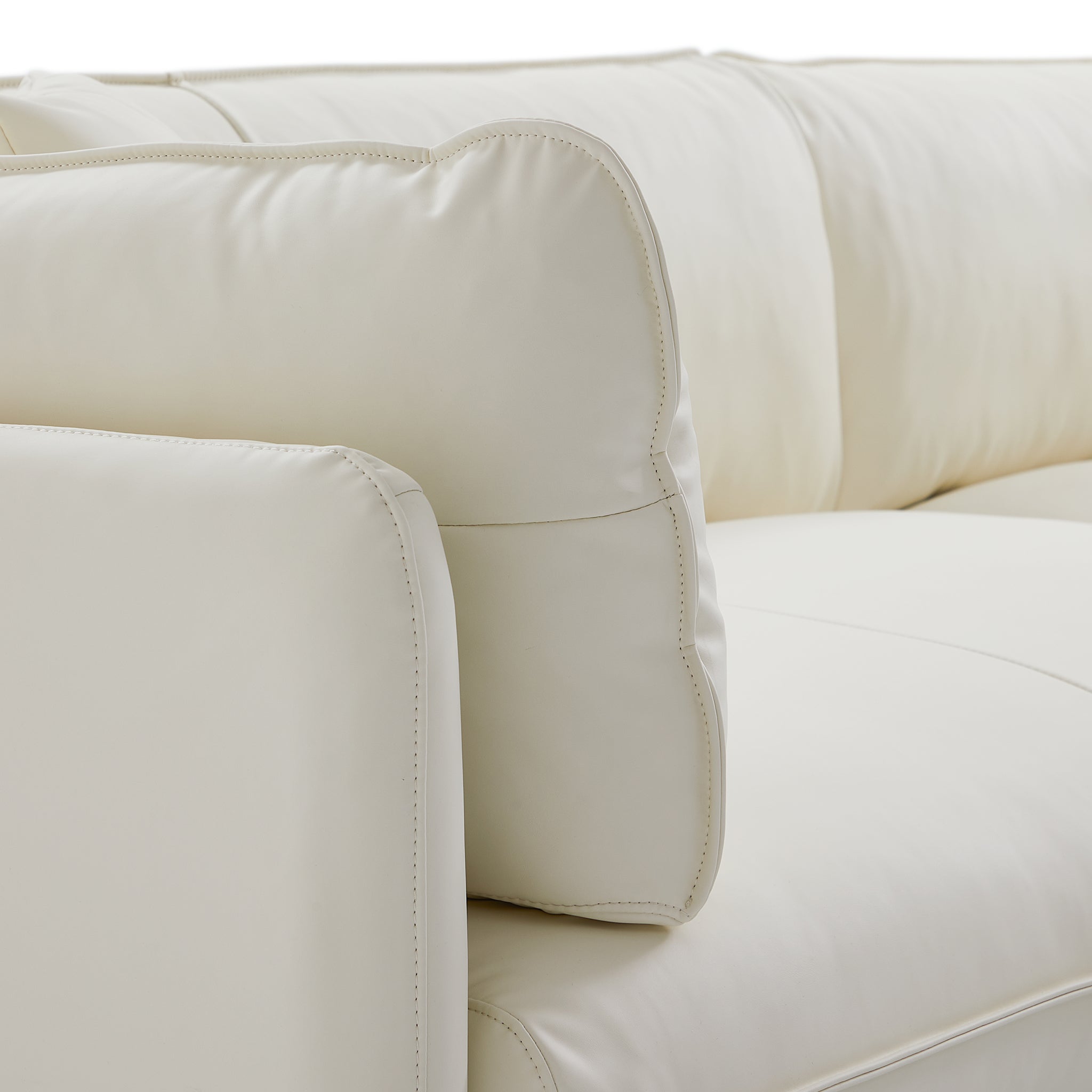 Vanilla White Leather Sofa