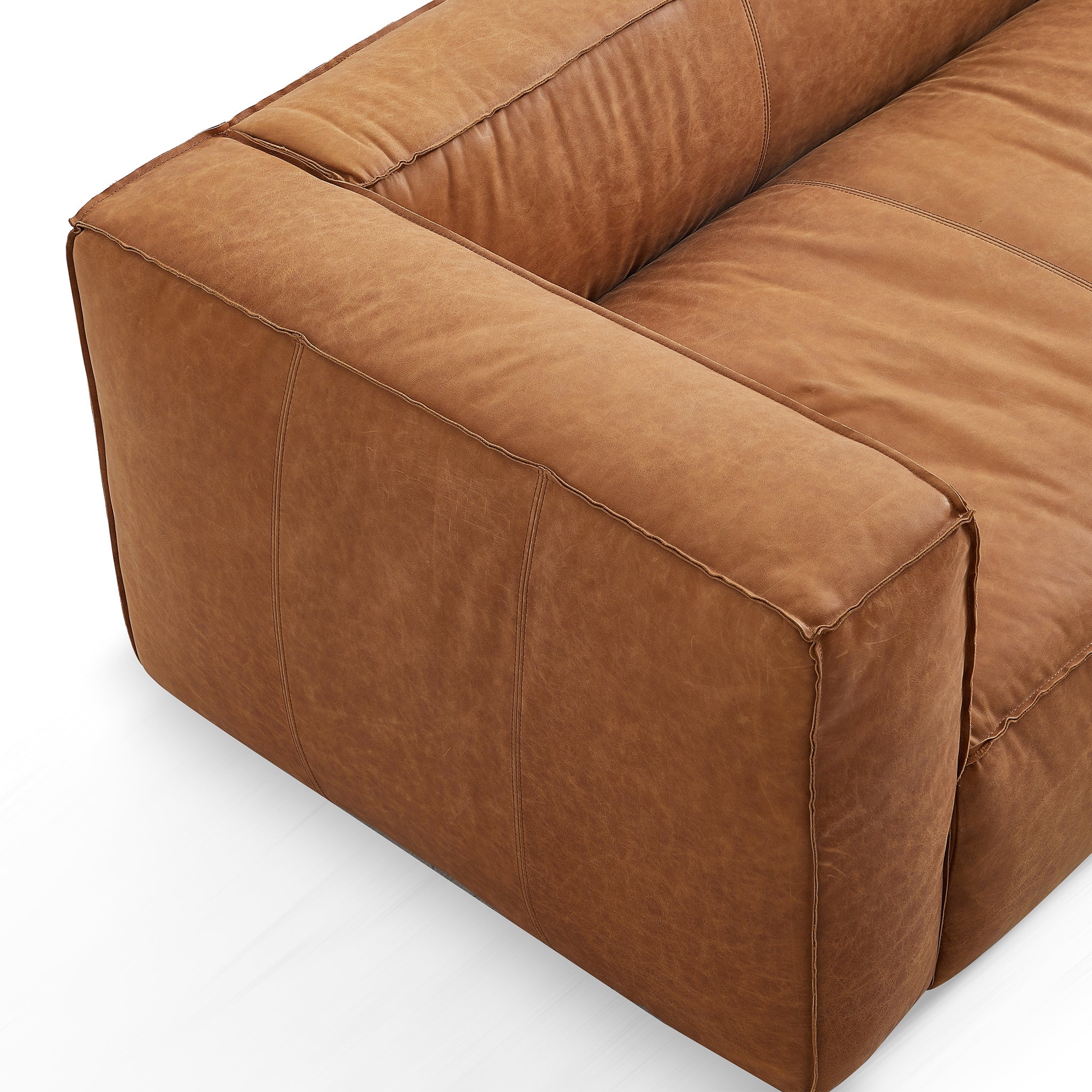 Brancaster Black Genuine Leather Tuxedo Sofa