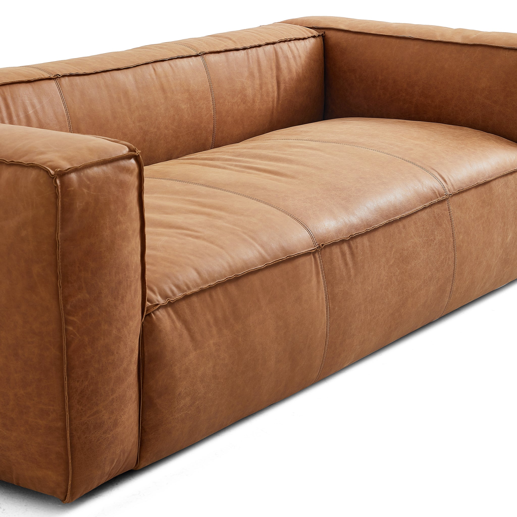 Brancaster Black Genuine Leather Tuxedo Sofa