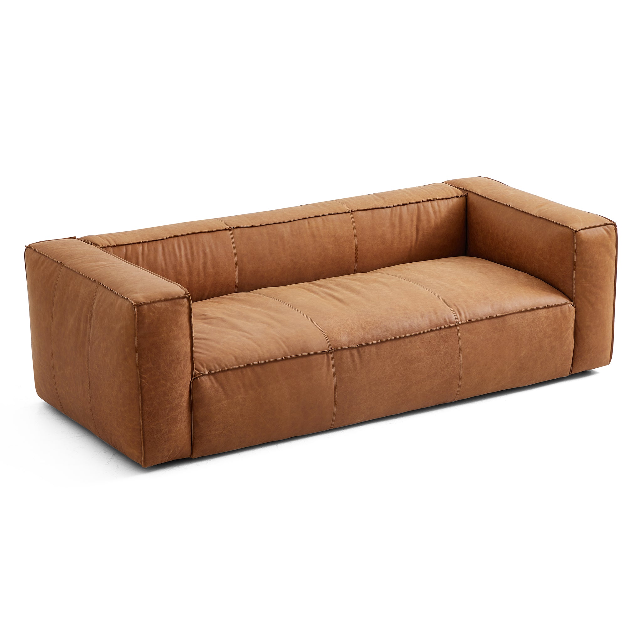 Brancaster Black Genuine Leather Tuxedo Sofa