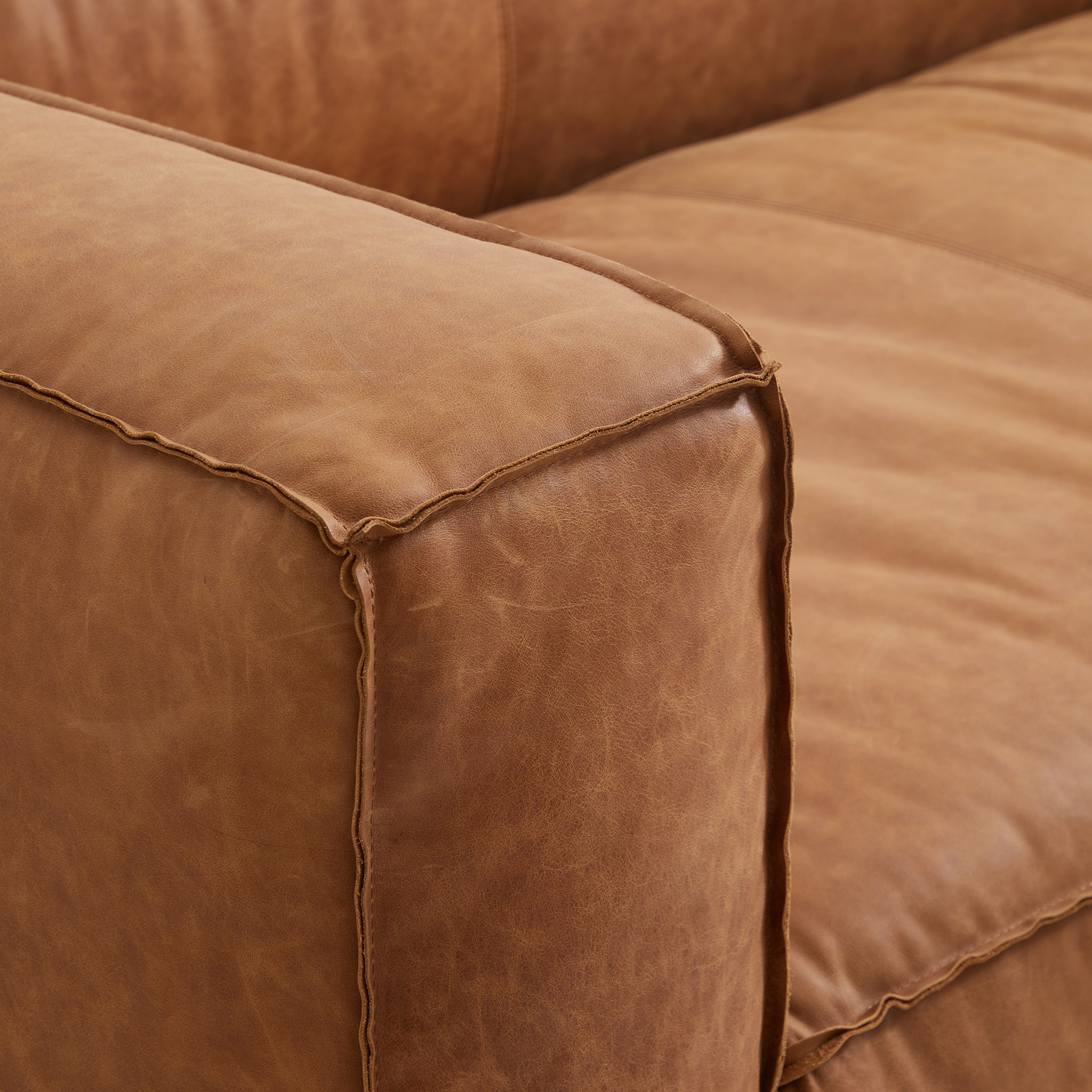 Brancaster Black Genuine Leather Tuxedo Sofa