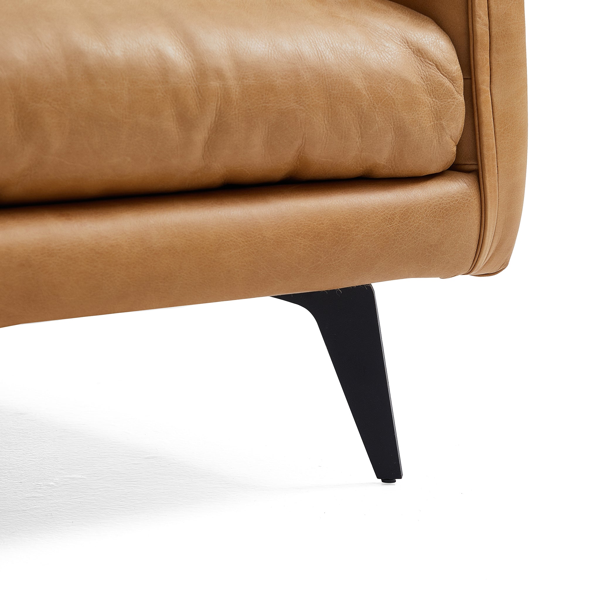 Cognac Tan Genuine Leather Straight Back Sofa