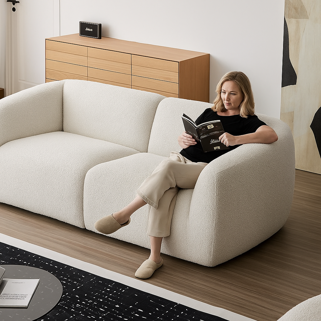 Snuggle Cloud Cream Boucle Sofa