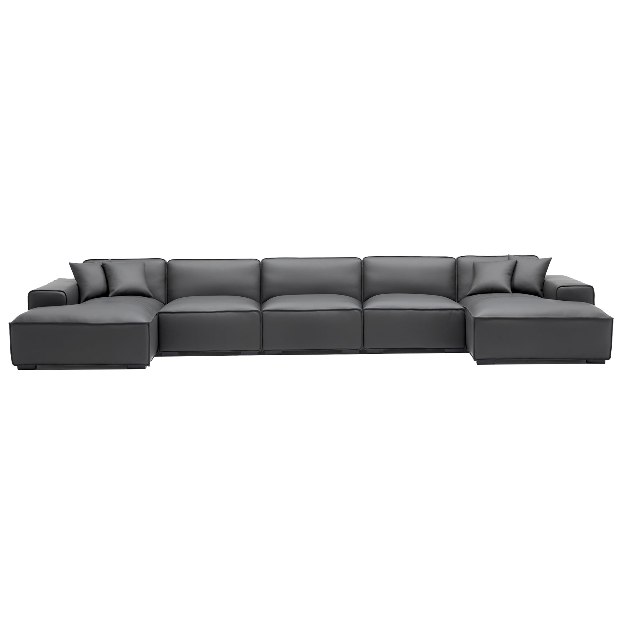 Domus Modular Beige Leather Double Chaise Sectional