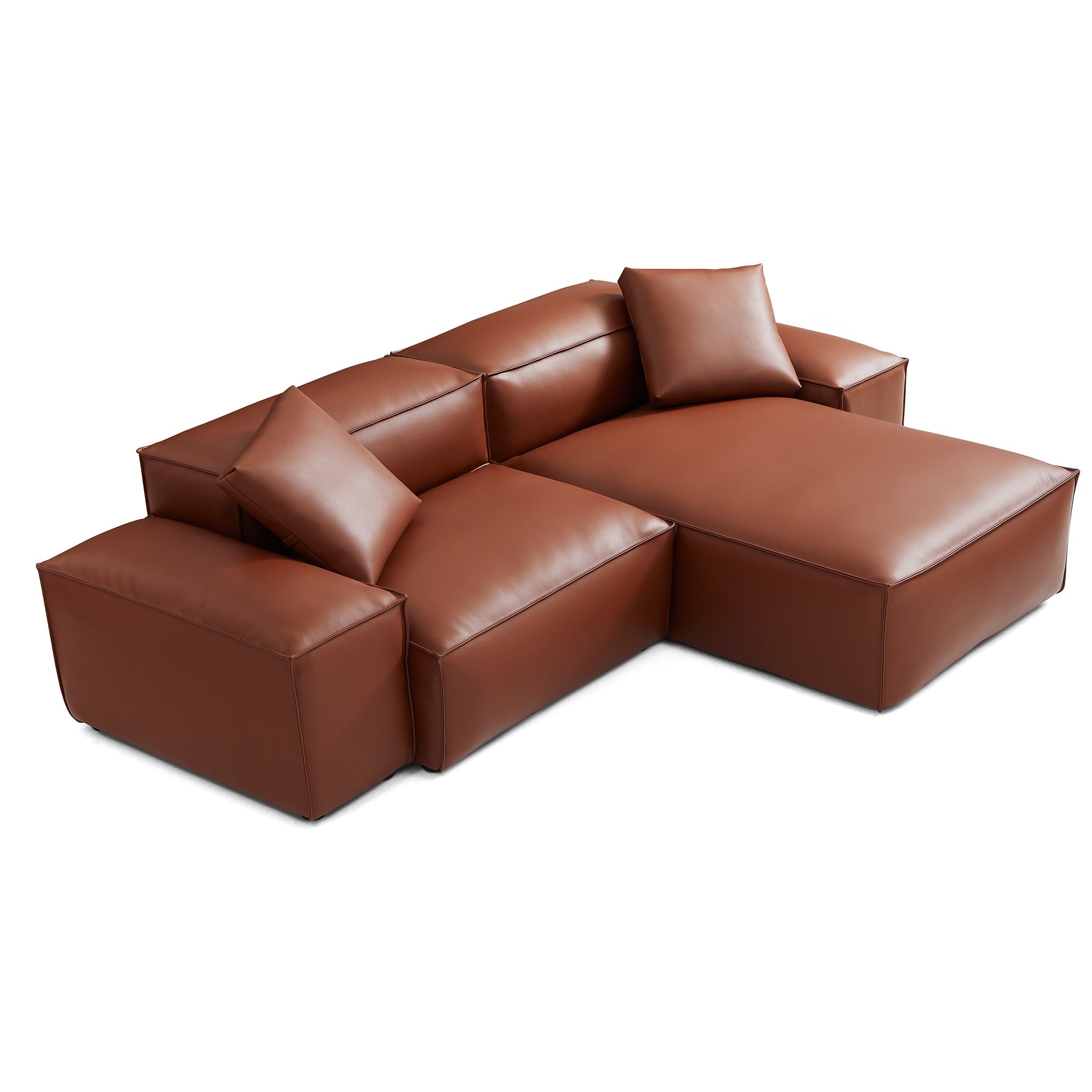 Cube Modular Brown Genuine Leather Sectional