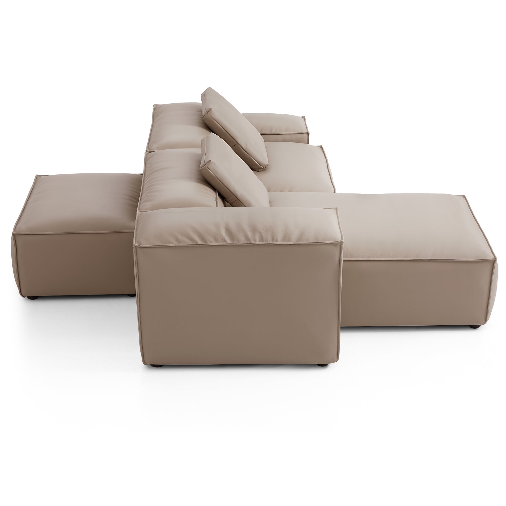 Cube Modular Brown Genuine Leather Double-Sided Sectional