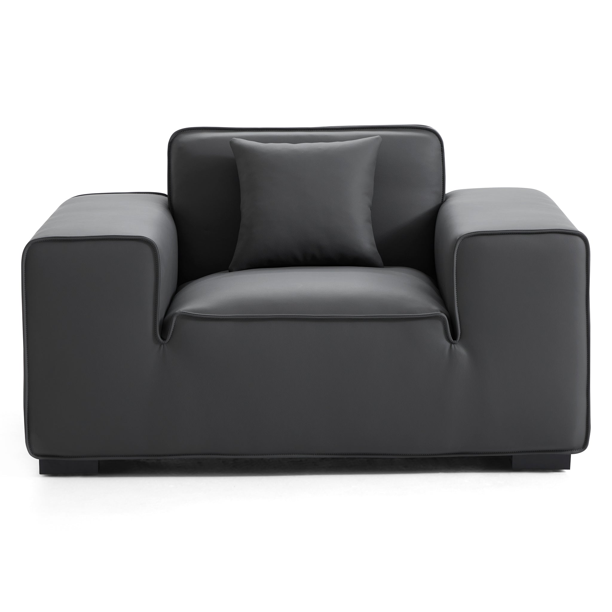 Domus Modular Black Leather Sofa Set