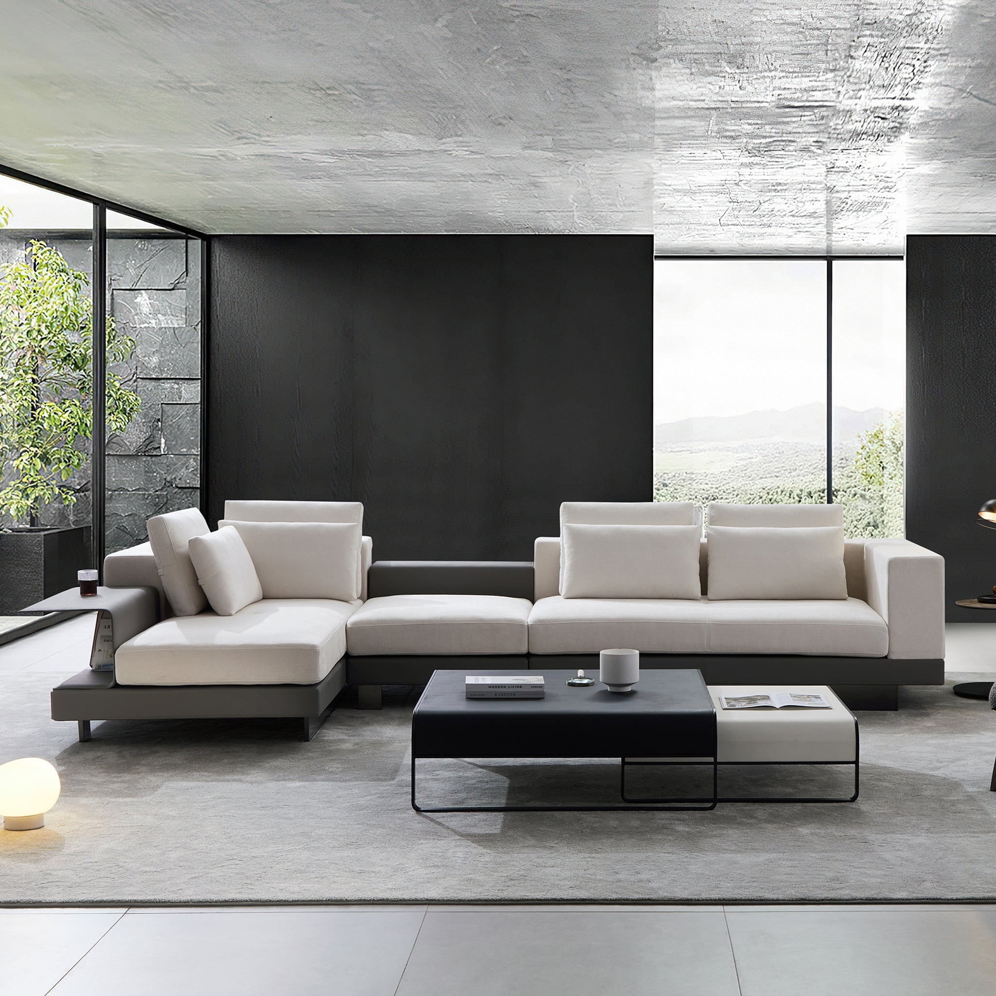 Connery Minimalist White Sectional