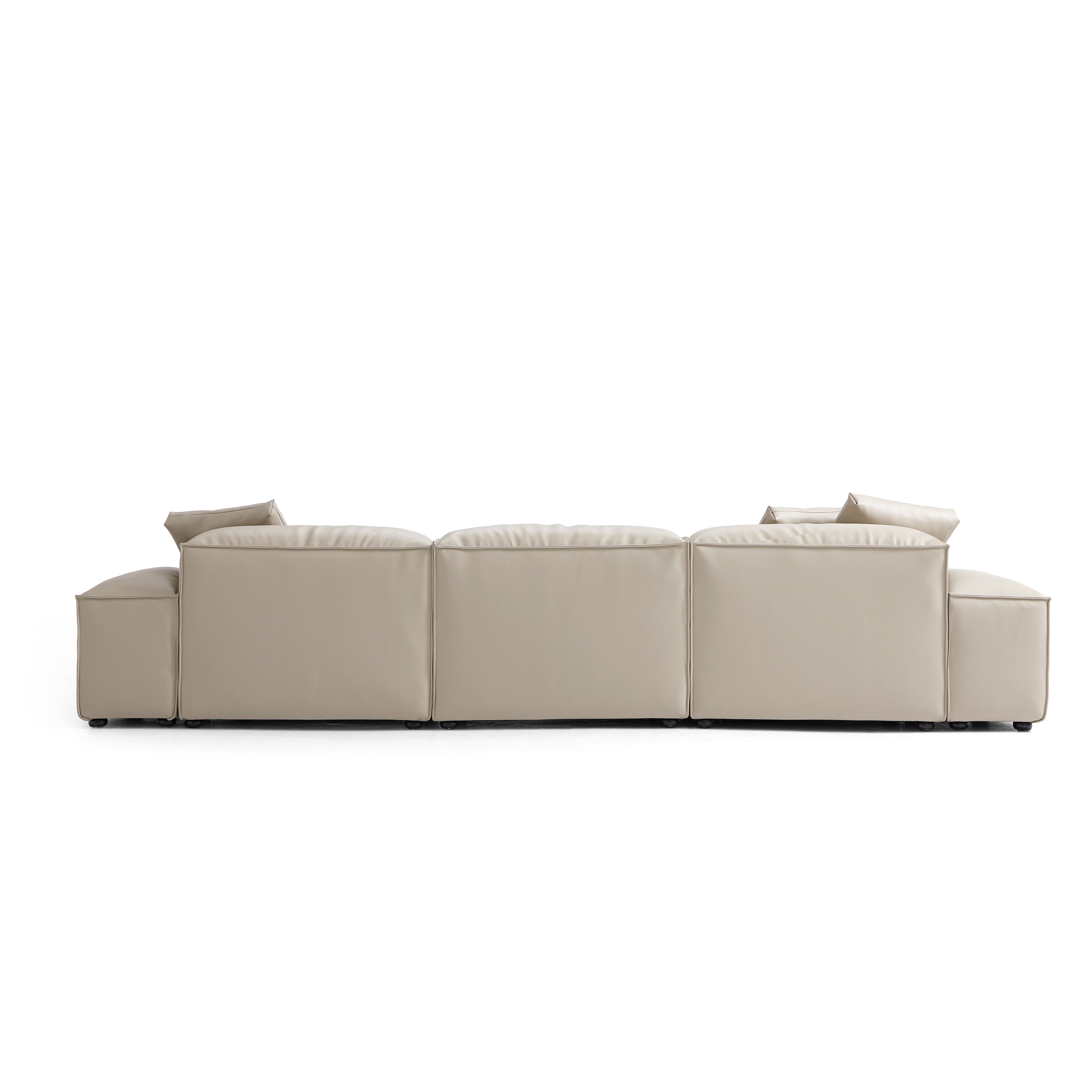Cube Modular Beige Genuine Leather Sectional