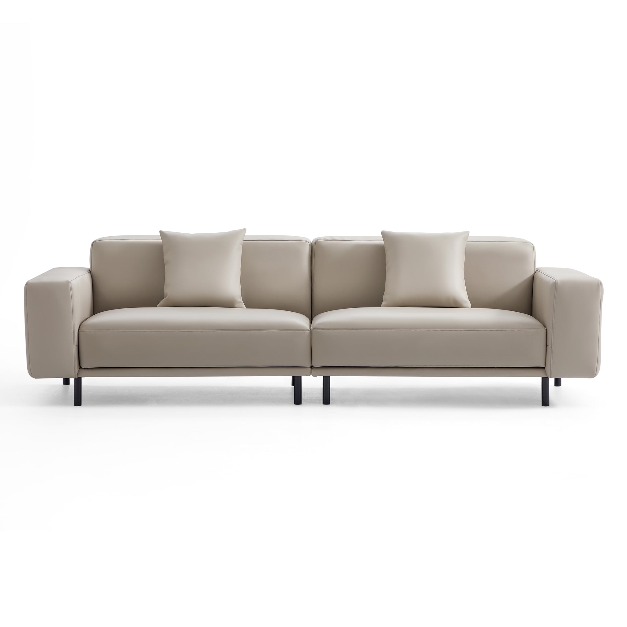 Noble Beige Leather Sofa Set and Ottoman