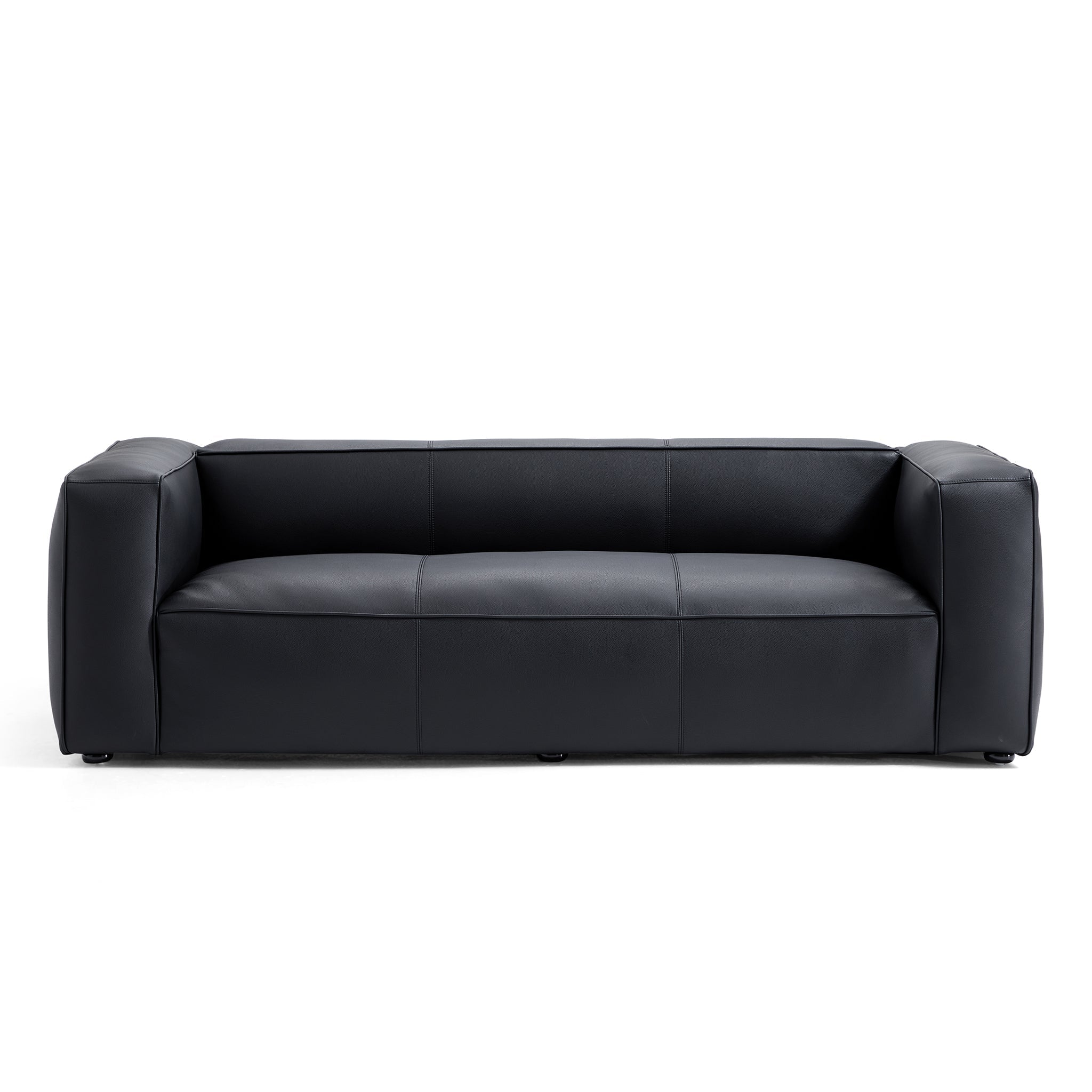 Brancaster Black Genuine Leather Tuxedo Sofa