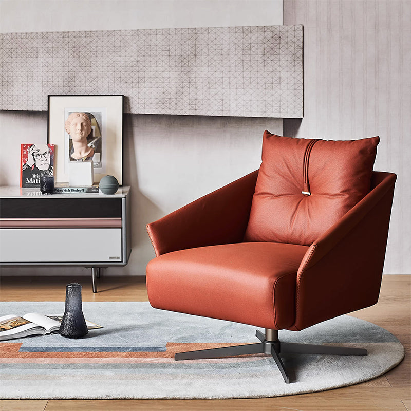 Flamingo Red Fabric Swivel Accent Chair