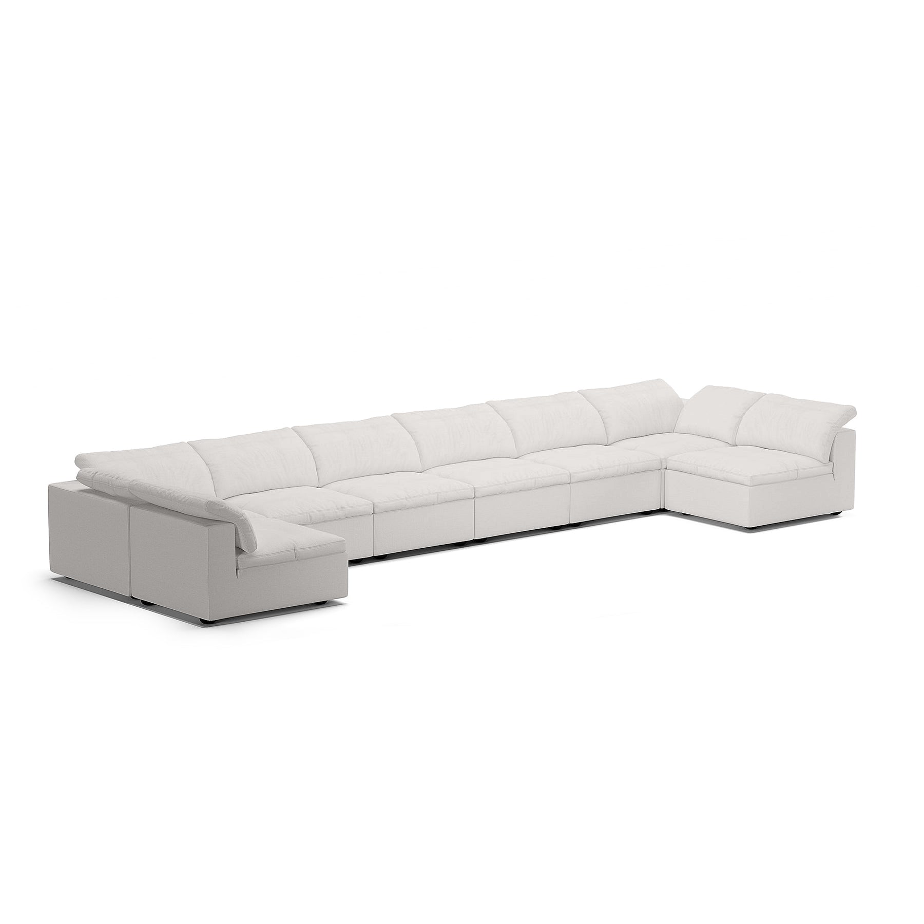Tender Wabi-Sabi U-Shaped Sectional with Open Ends