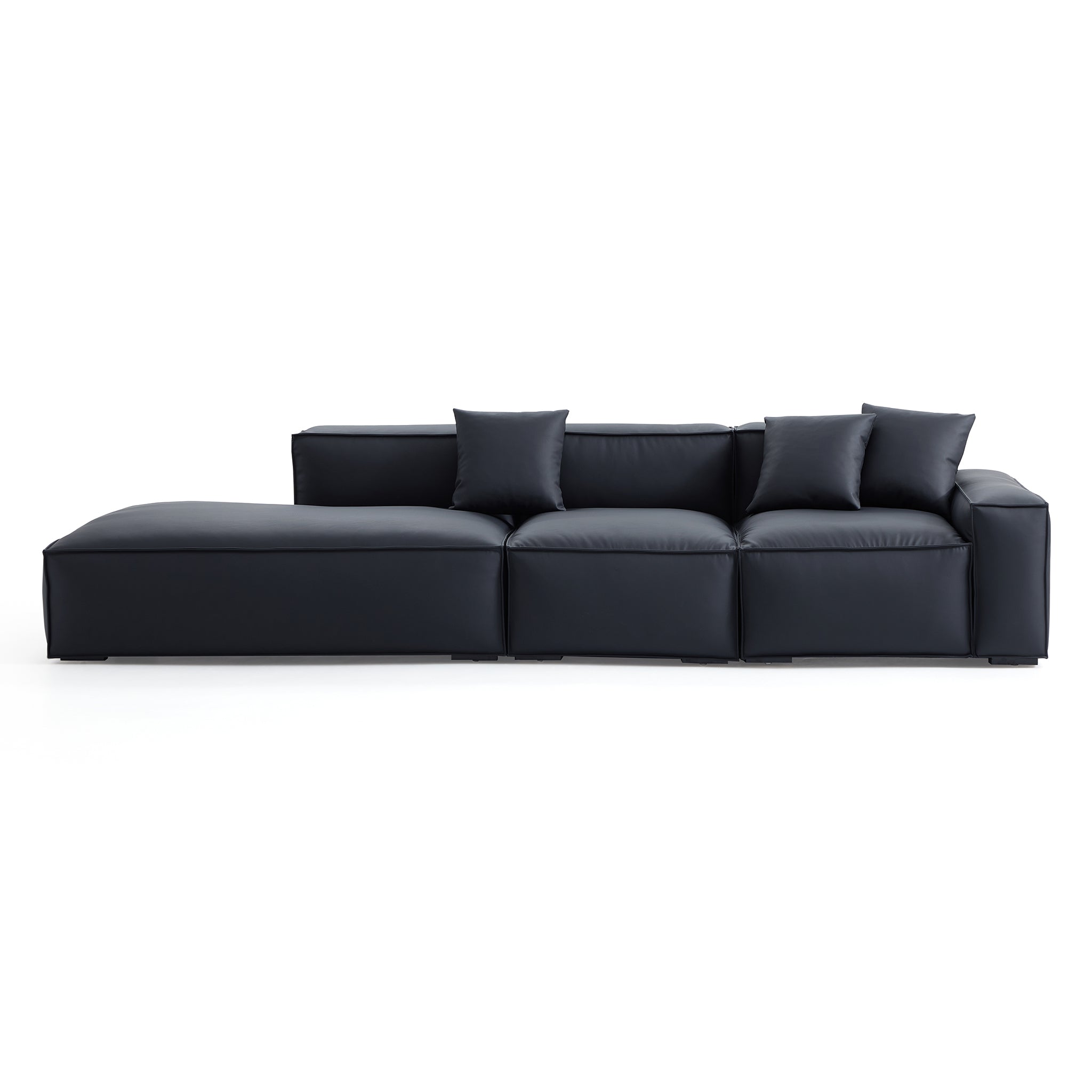Canapé en cuir noir minimaliste géométrique