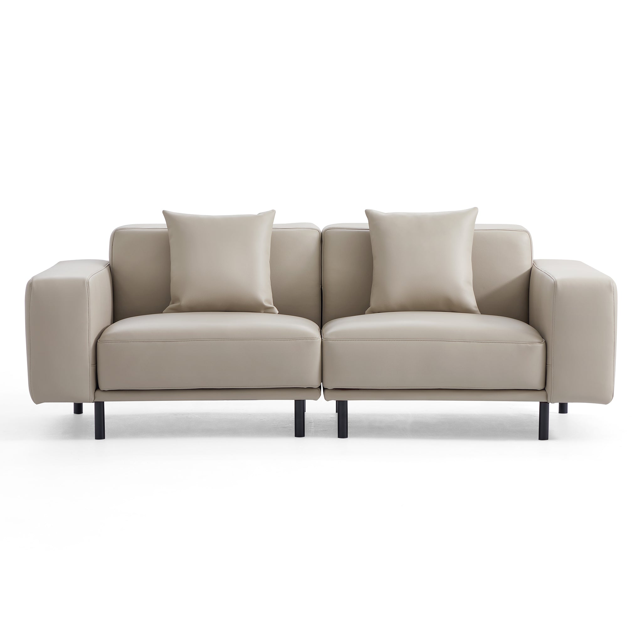 Noble Beige Leather Sofa Set and Ottoman