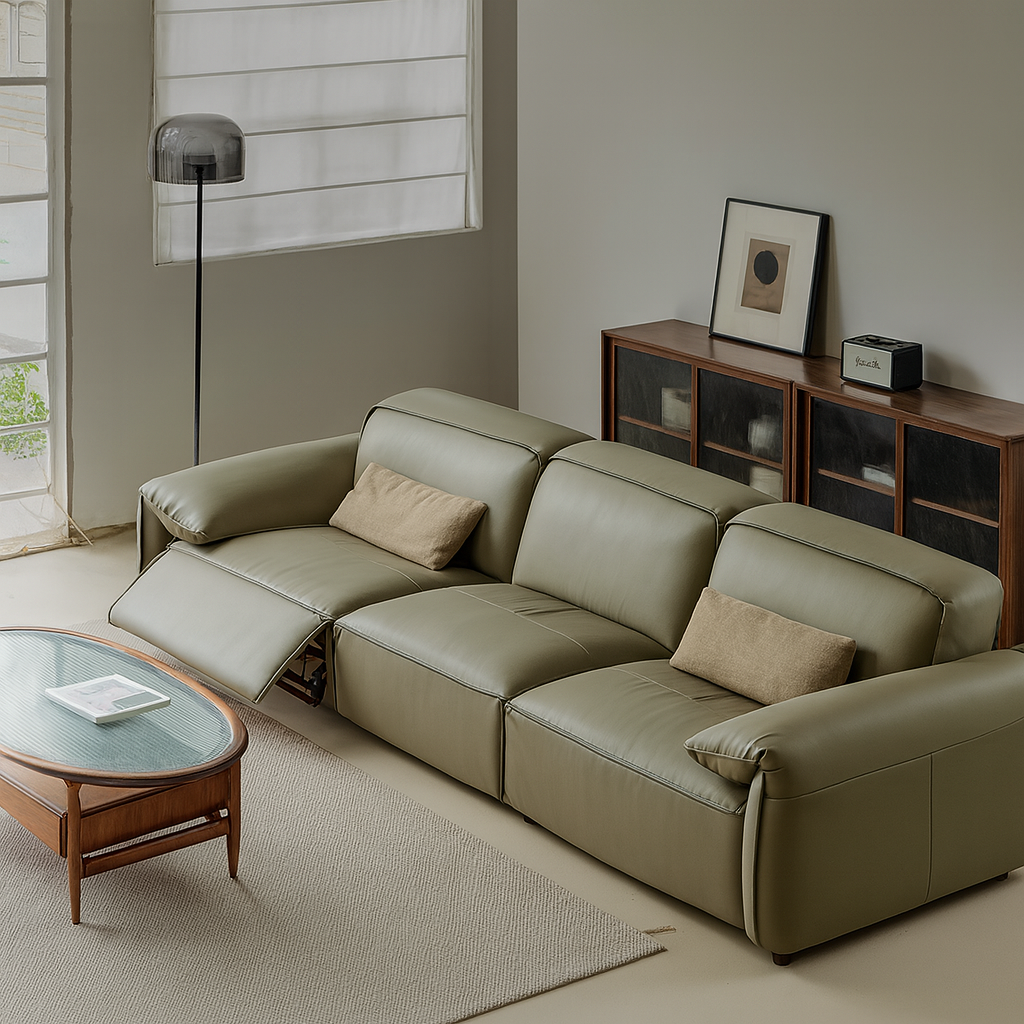 Elara Top Grain Leather Power Recliner Sofa