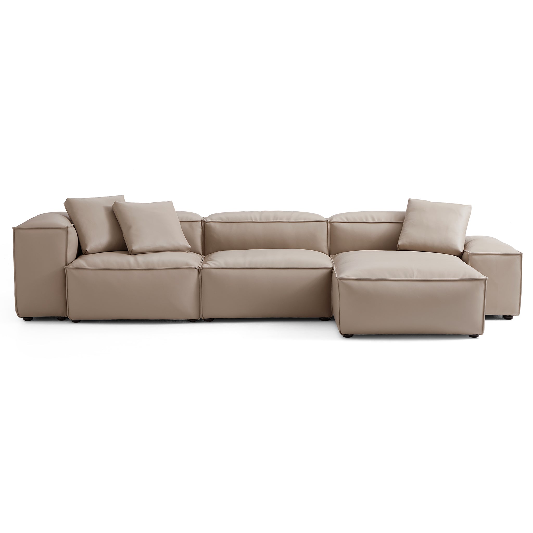 Cube Modular Black Genuine Leather Sectional