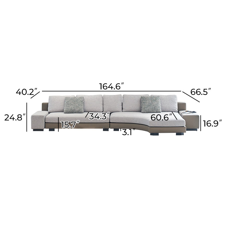 Arles Curved Gray Fabric Sectional