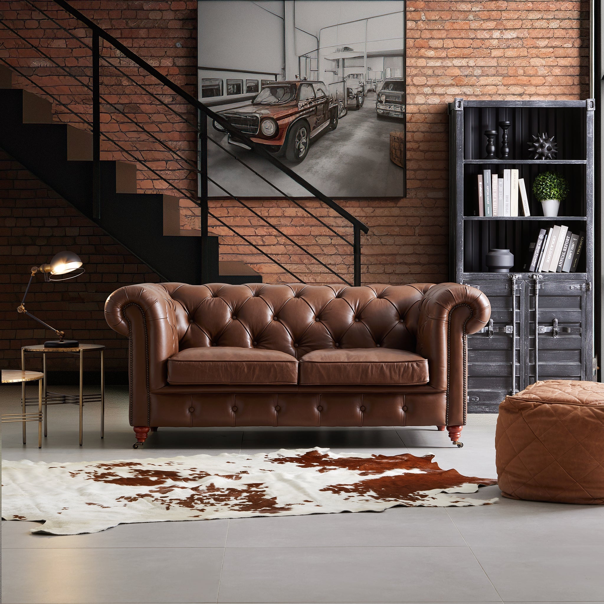 Durango Chesterfield Brown Top Grain Leather Tufted Sofa