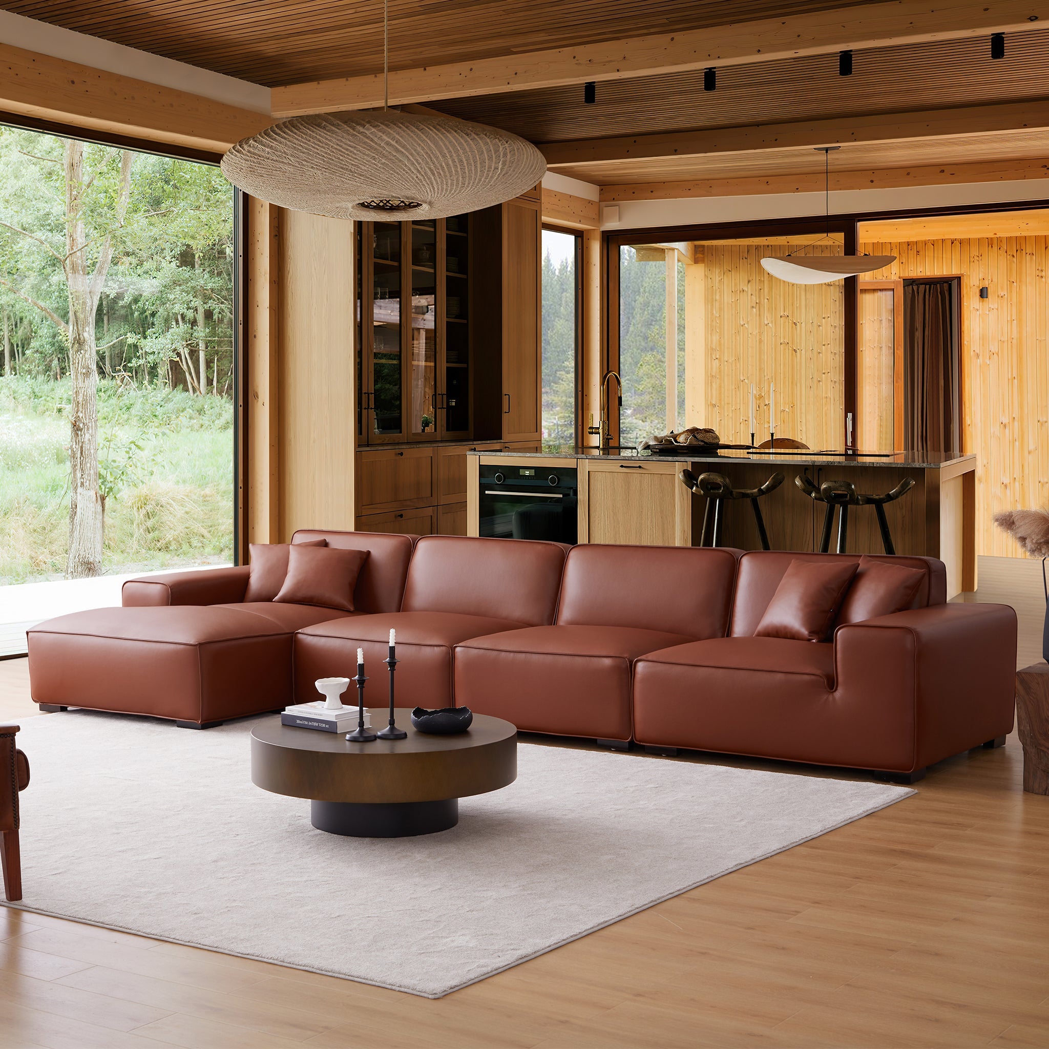 Domus Modular Brown Leather Sectional
