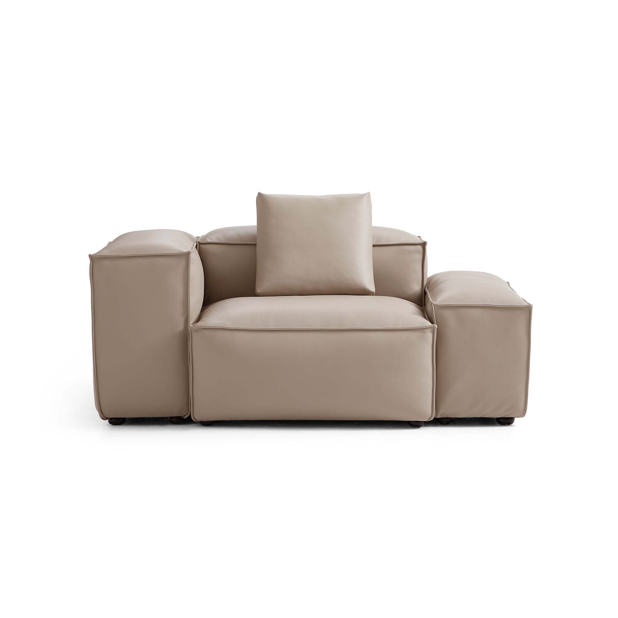 Cube Modular Beige Genuine Leather Armchair