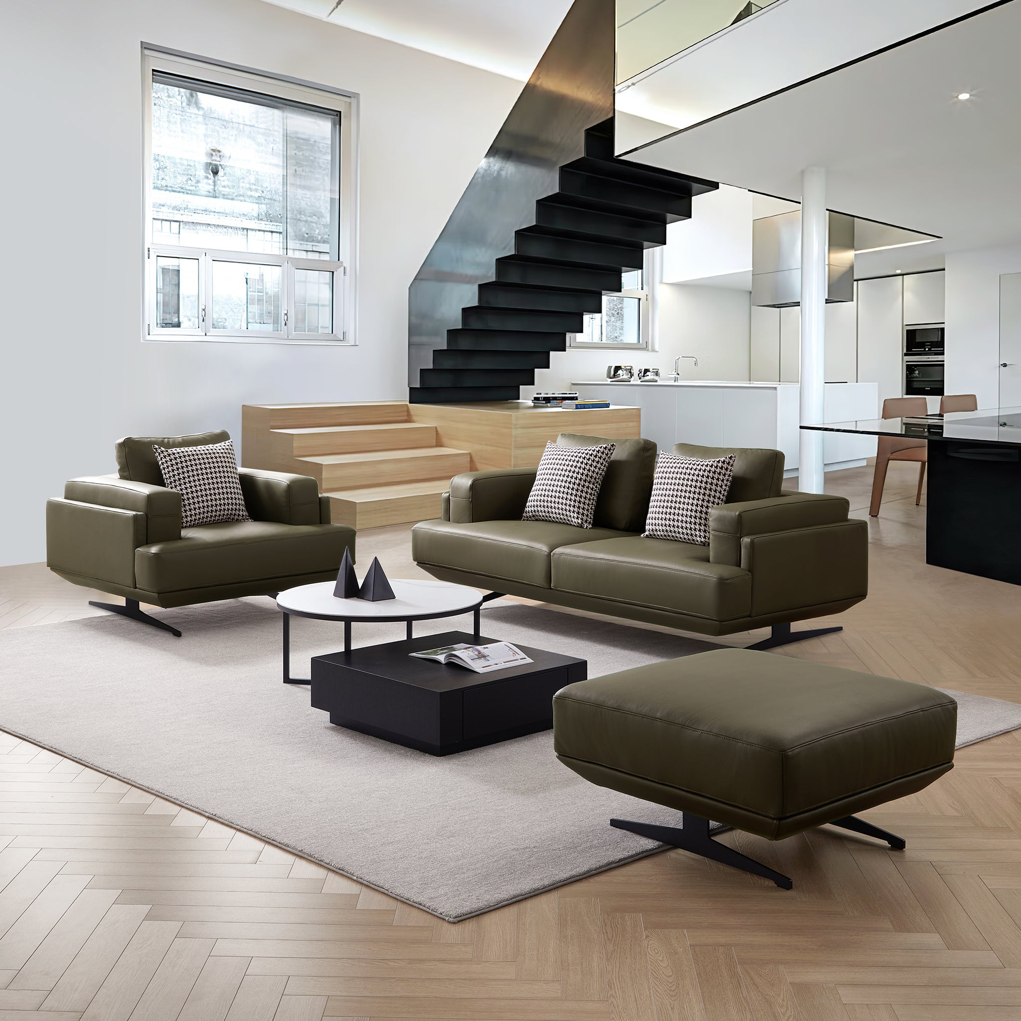 Olivia Top Grain Genuine Leather Sofa Set