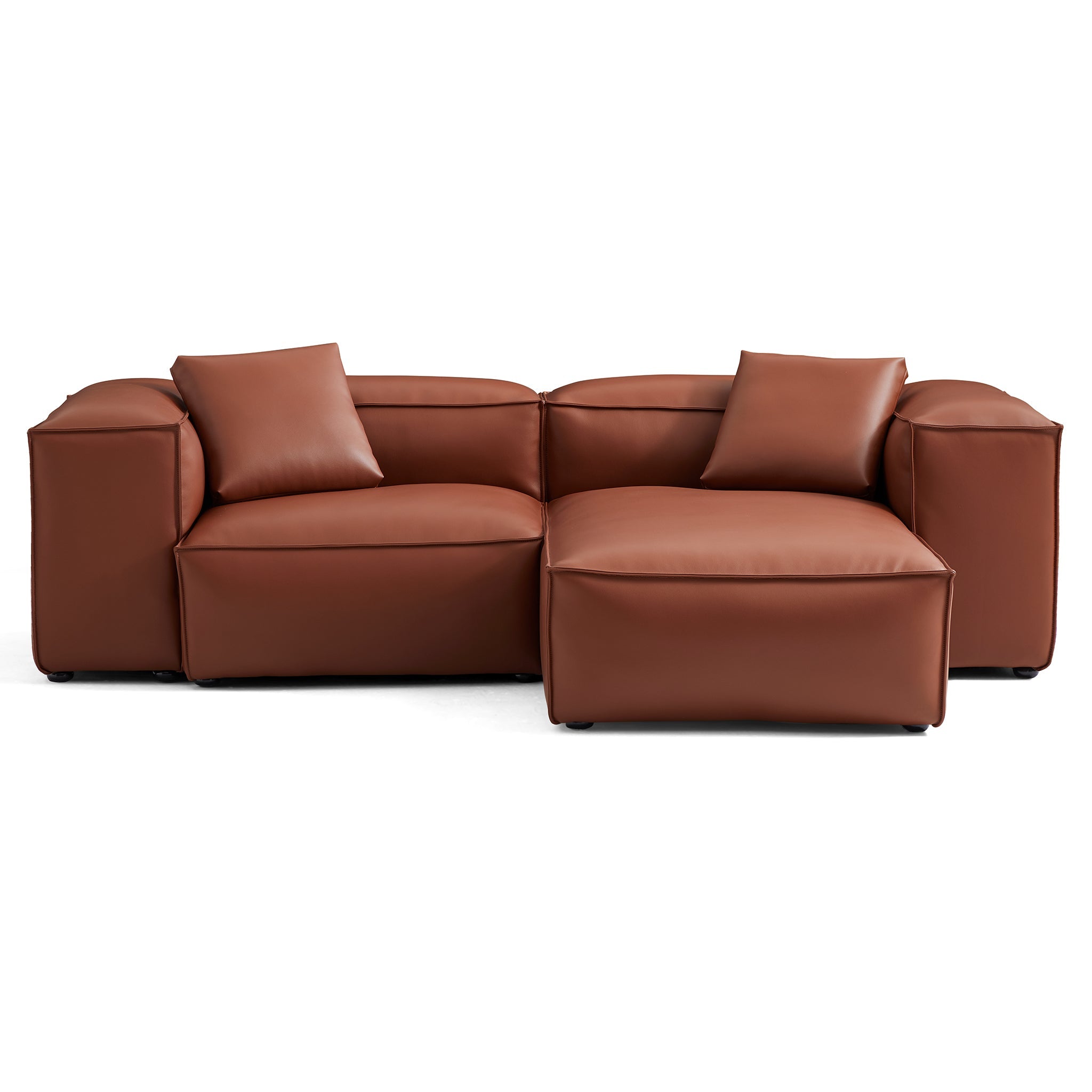 Cube Modular Brown Genuine Leather Sectional