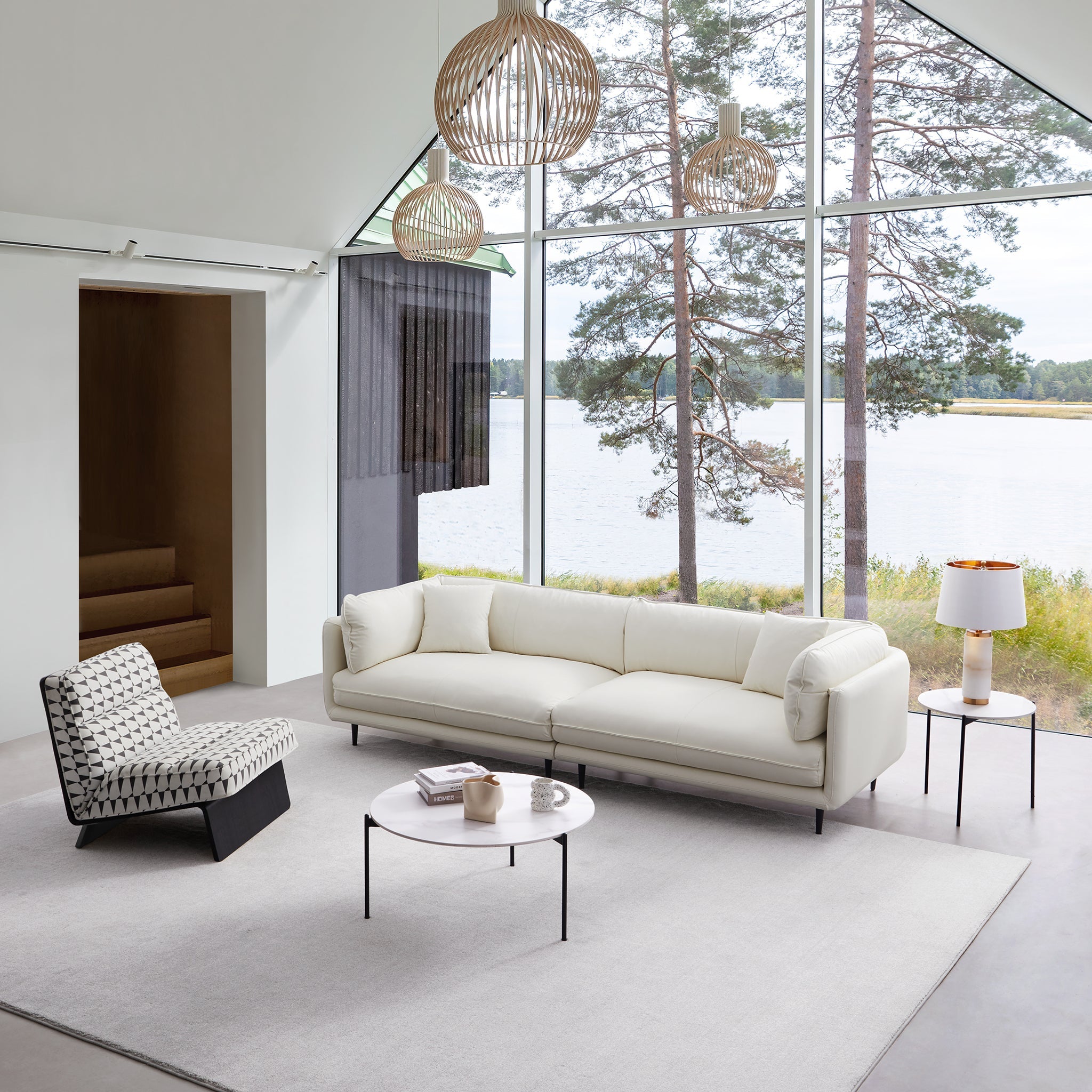 Vanilla White Leather Sofa