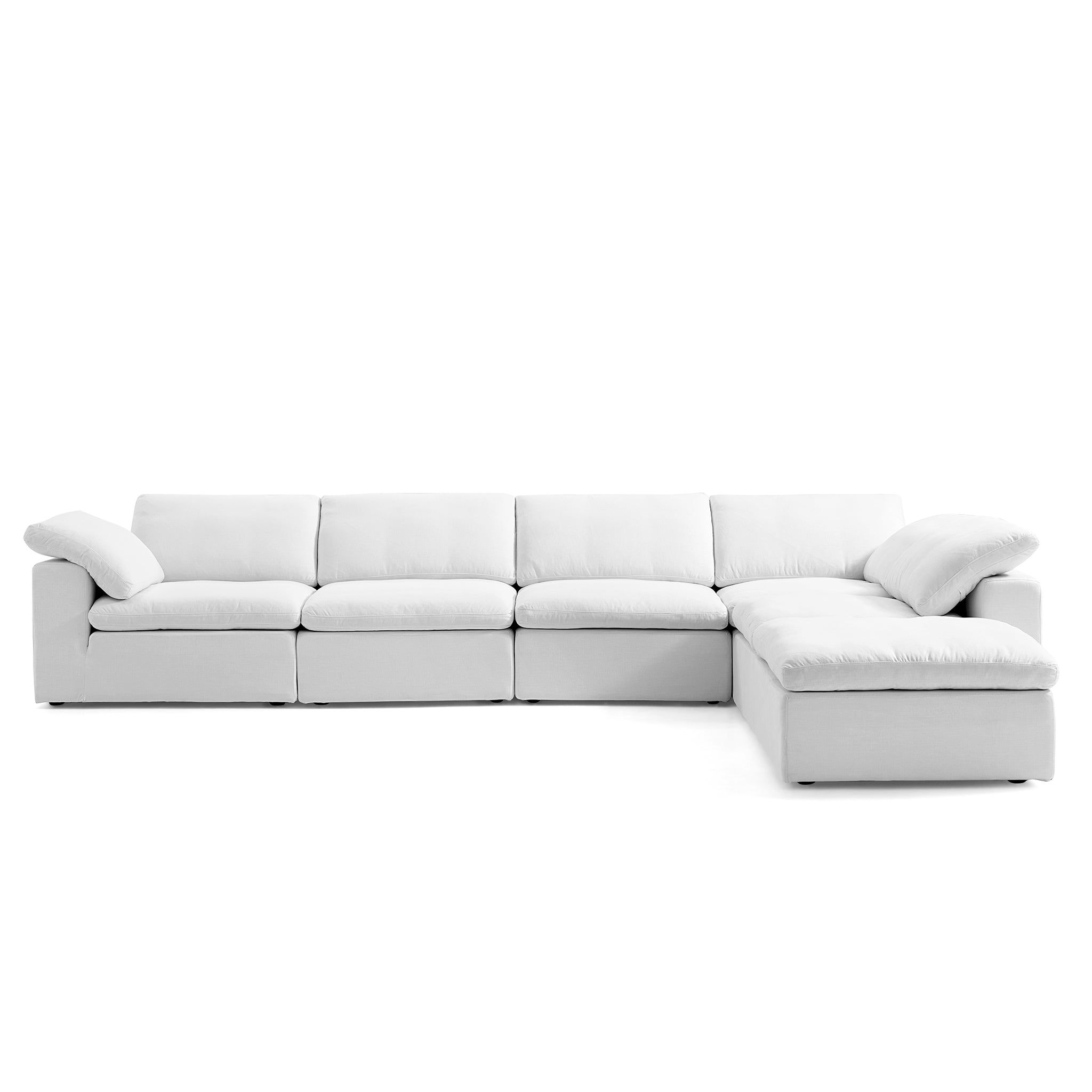 Tender Wabi-Sabi Gray L-Shaped Sectional and Ottoman