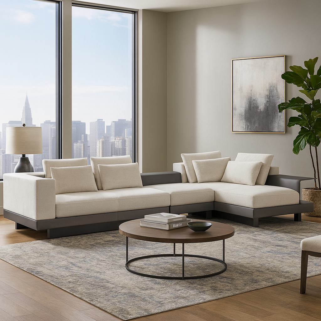 Connery Minimalist White Sectional