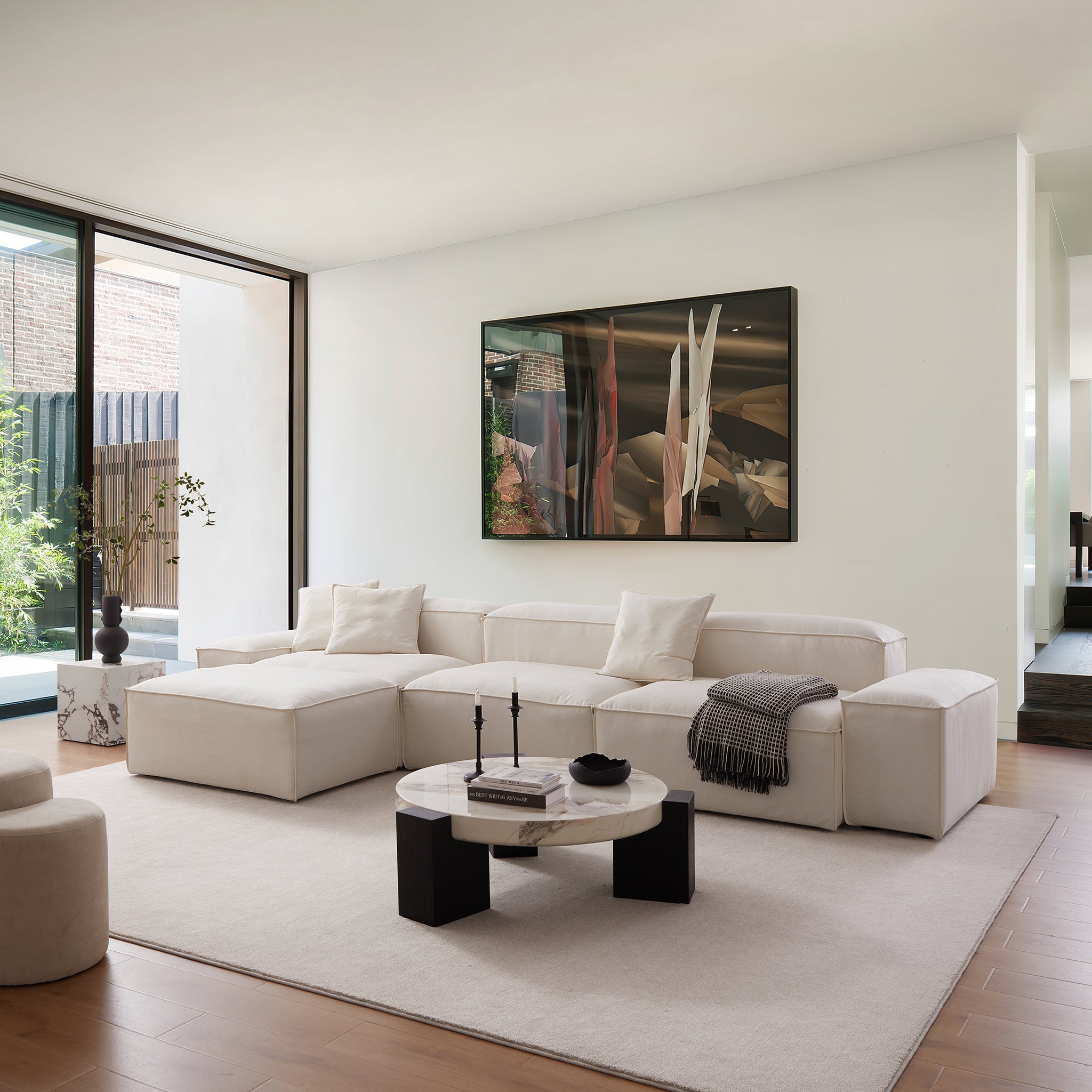 Freedom Modular Beige Sofa with Ottoman