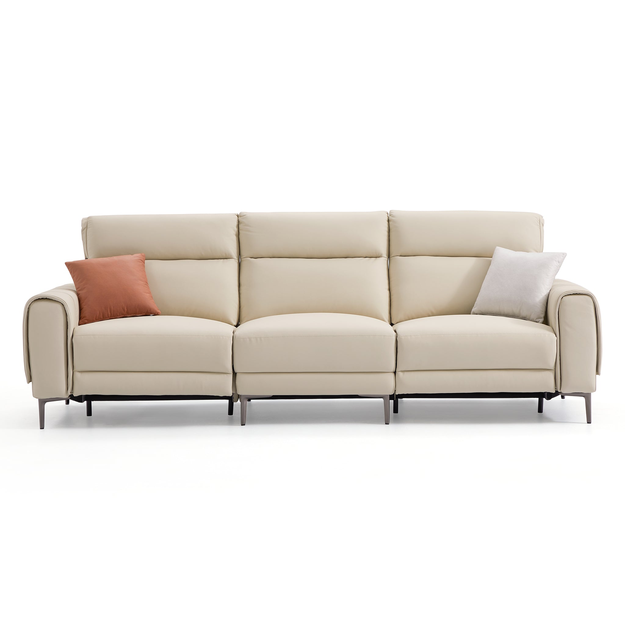 Louis Beige Leather Power Recliner Sleeper Sofa