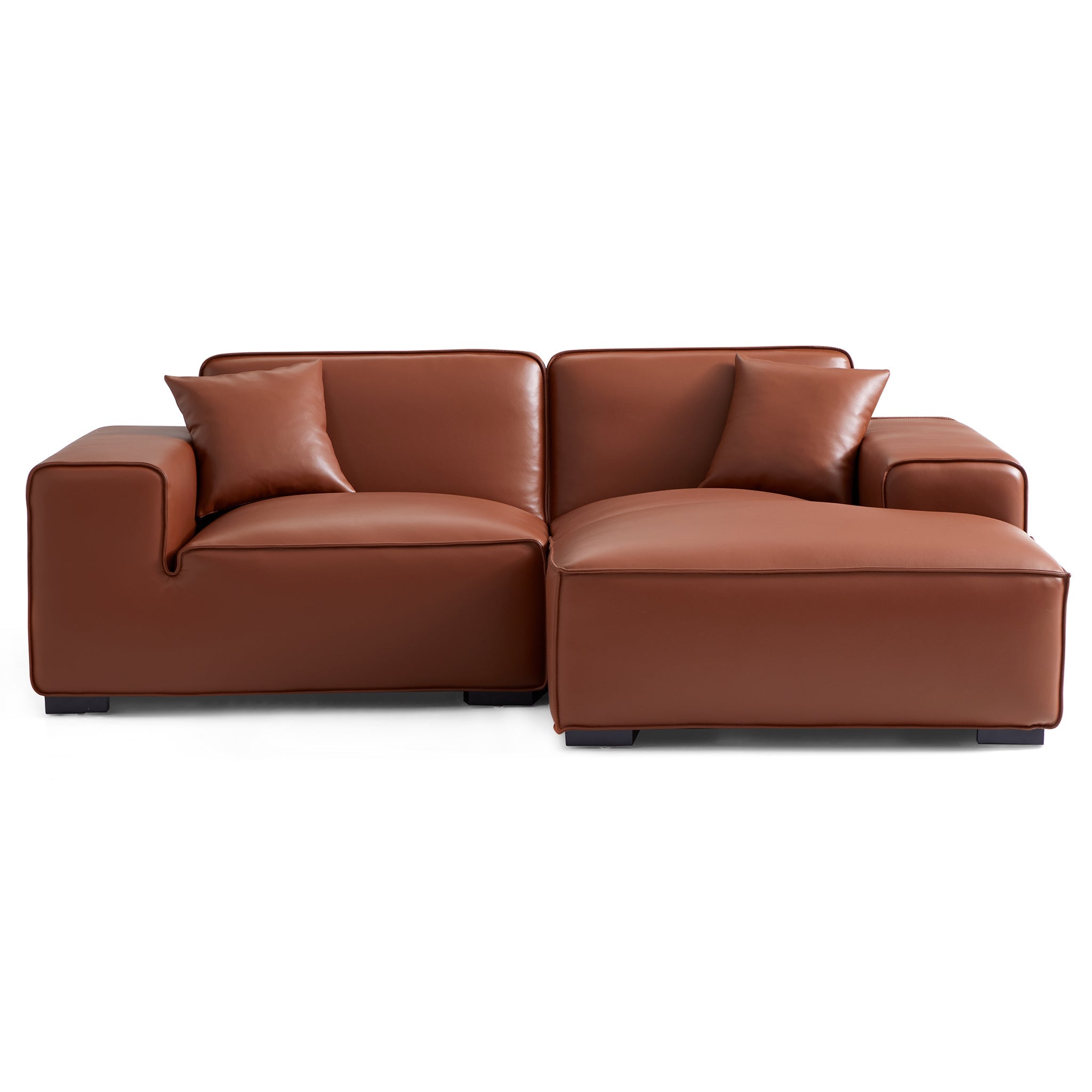 Domus Modular Beige Leather Sectional Sofa