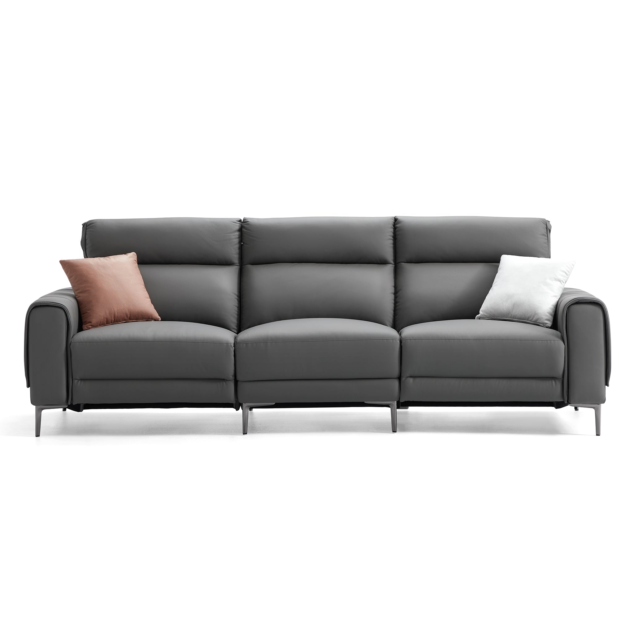 Louis Gray Leather Power Recliner Sleeper Sofa