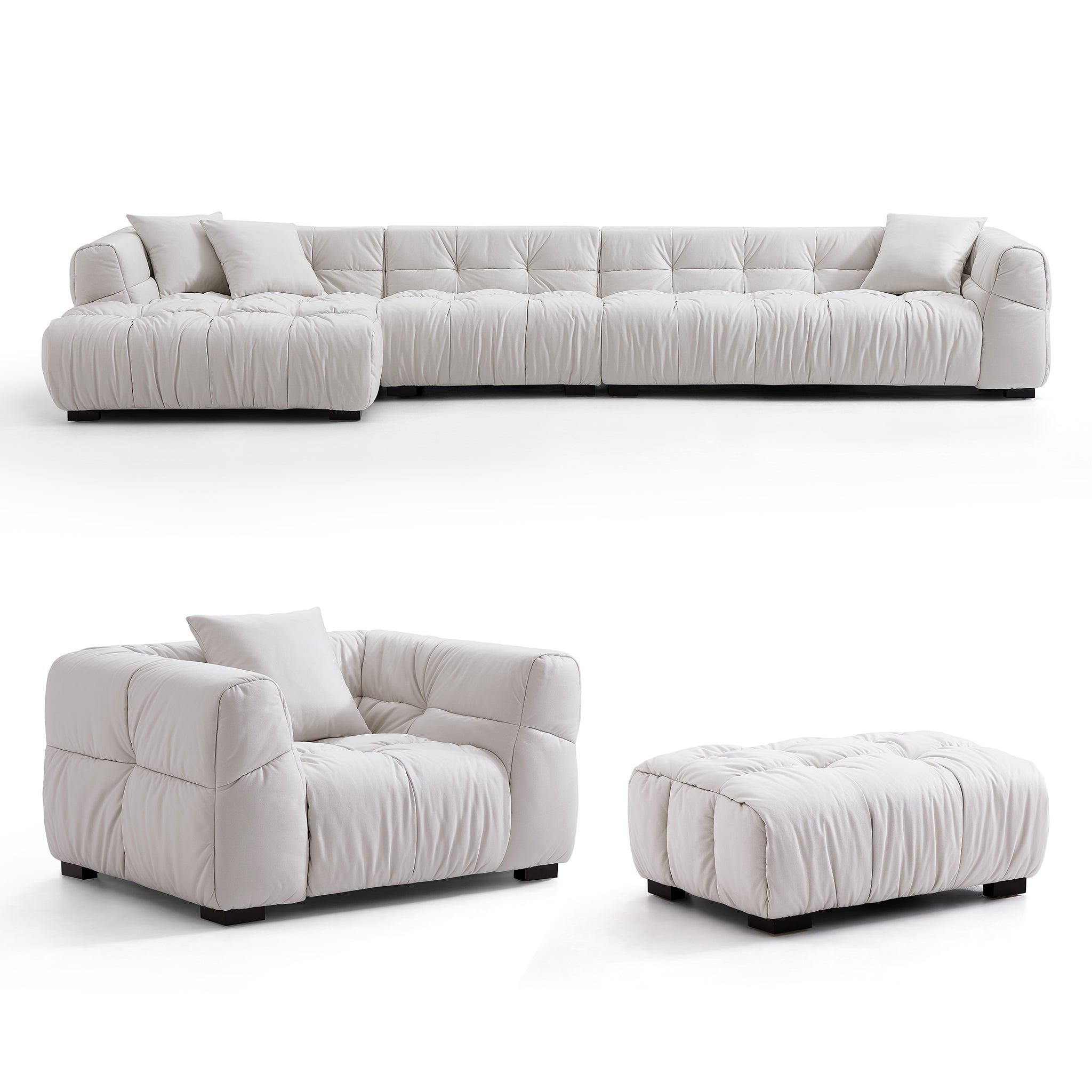 Boba Black Leathaire Sectional Set