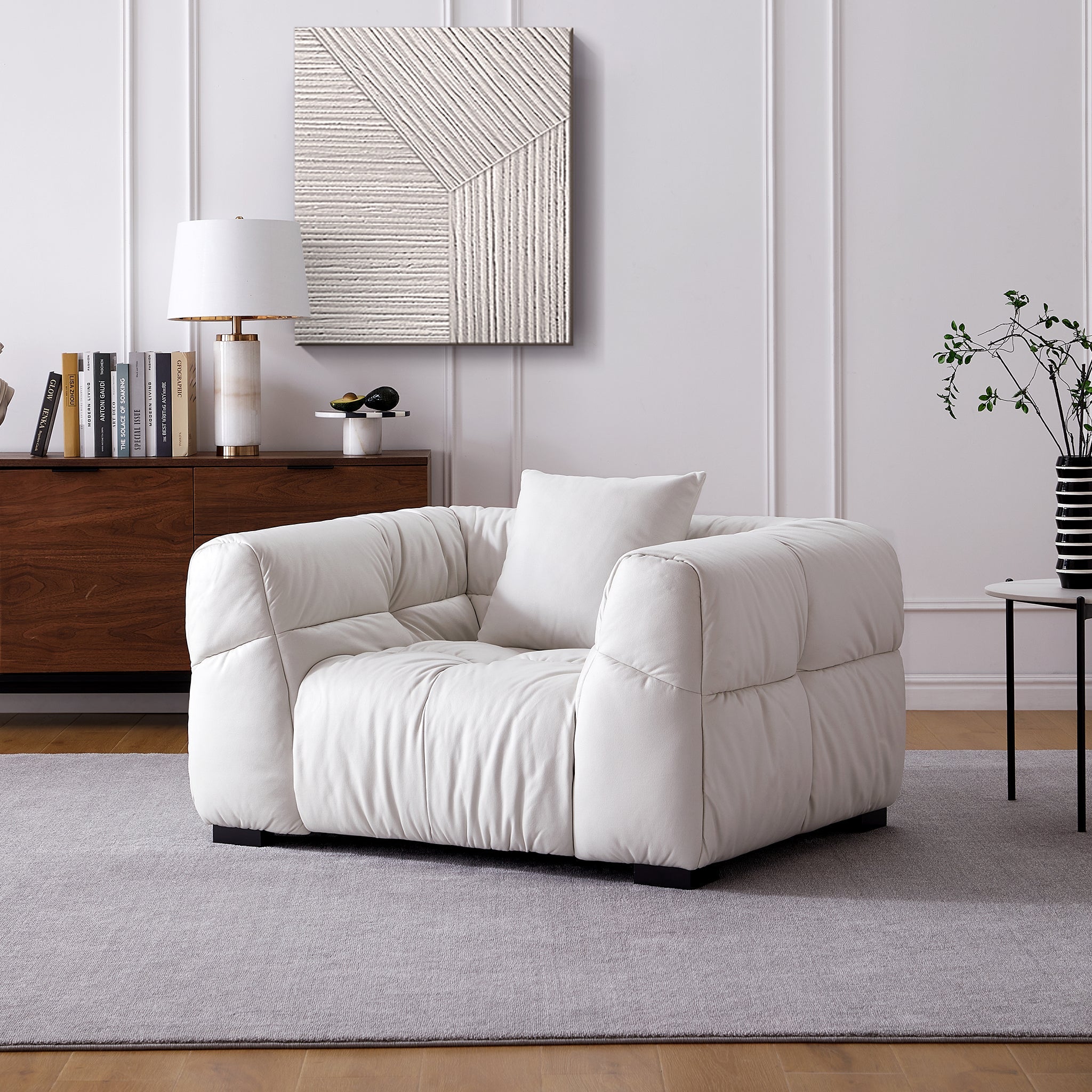 Boba Cream Leathaire Armchair