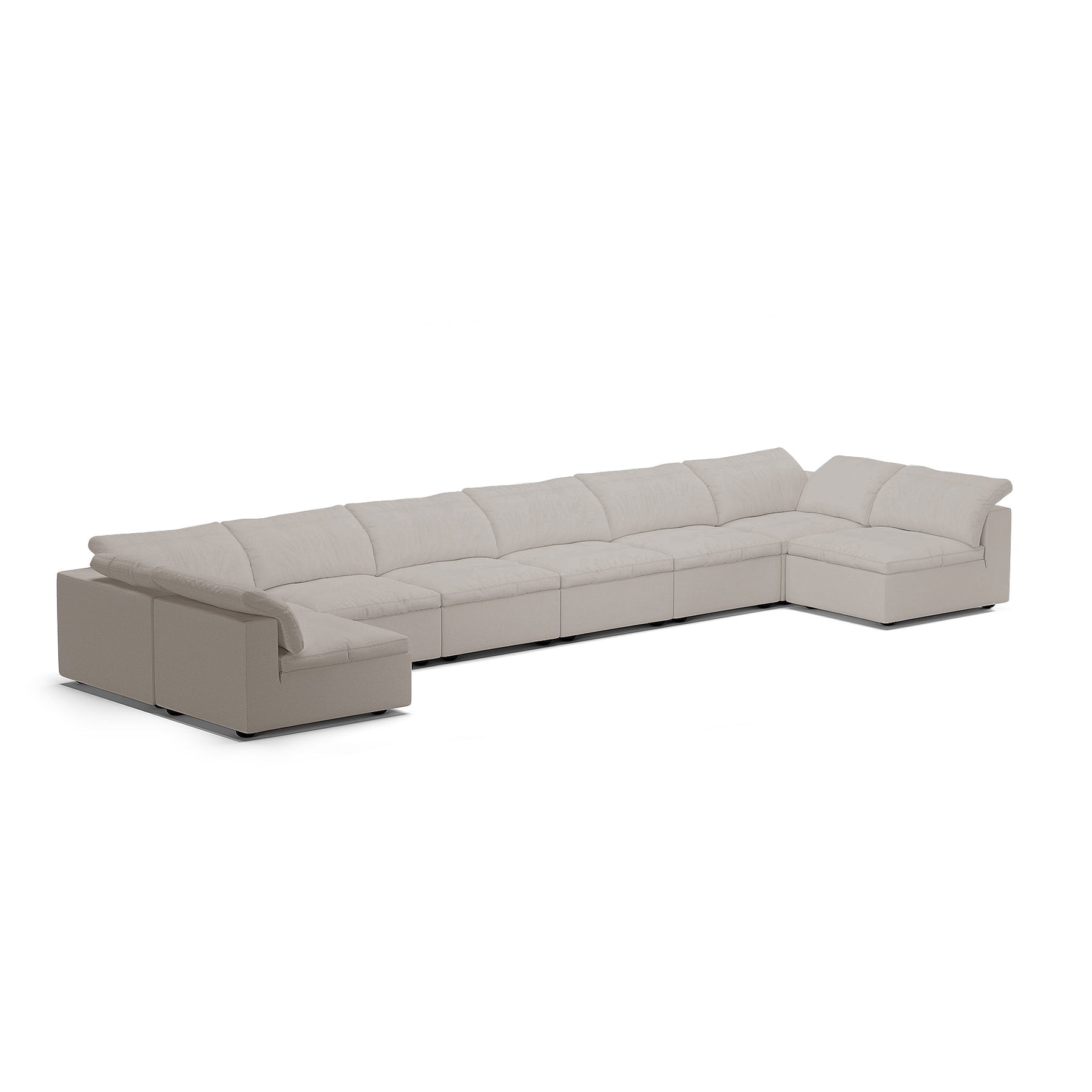 Tender Wabi-Sabi U-Shaped Beige Sectional with Open Ends
