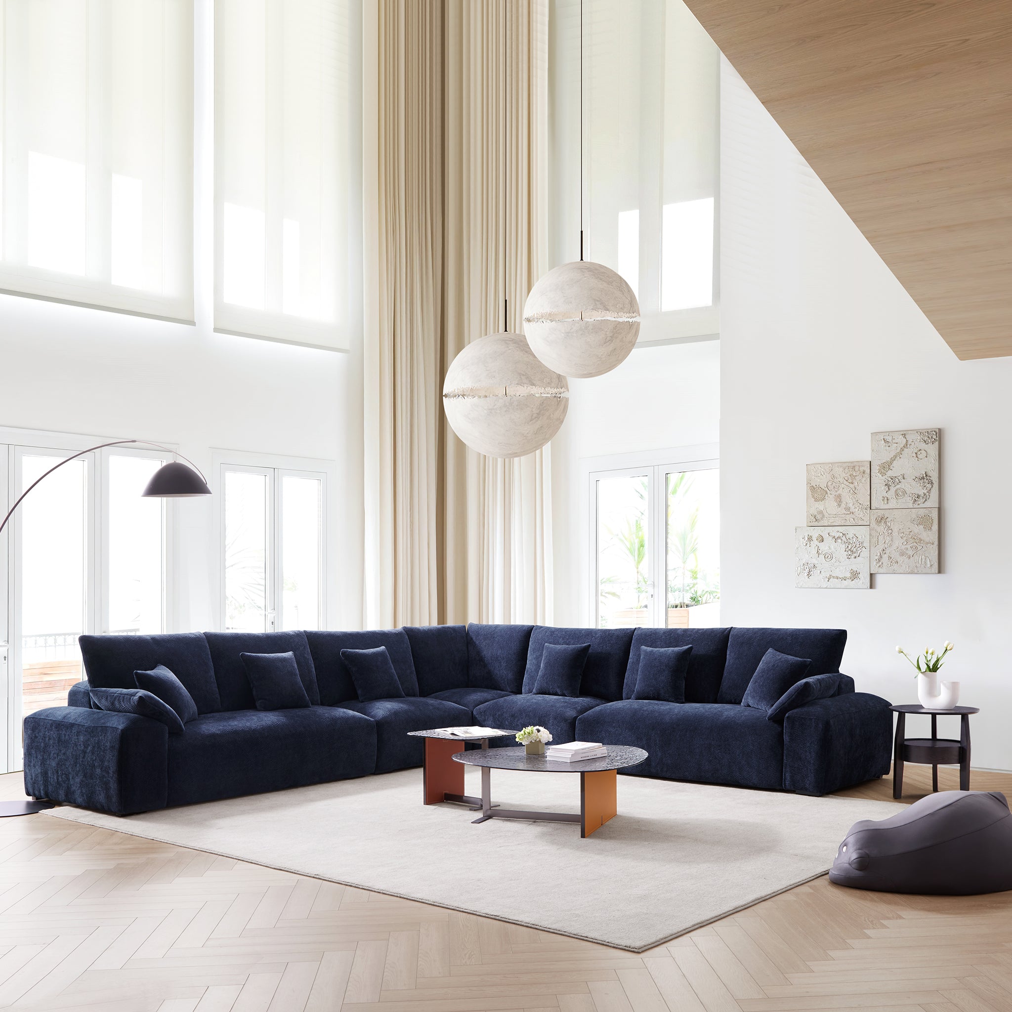 The Empress Navy Blue Corner Sectional