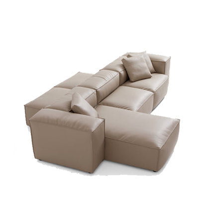 Cube Modular Khaki Genuine Leather Double-Sided Sectional