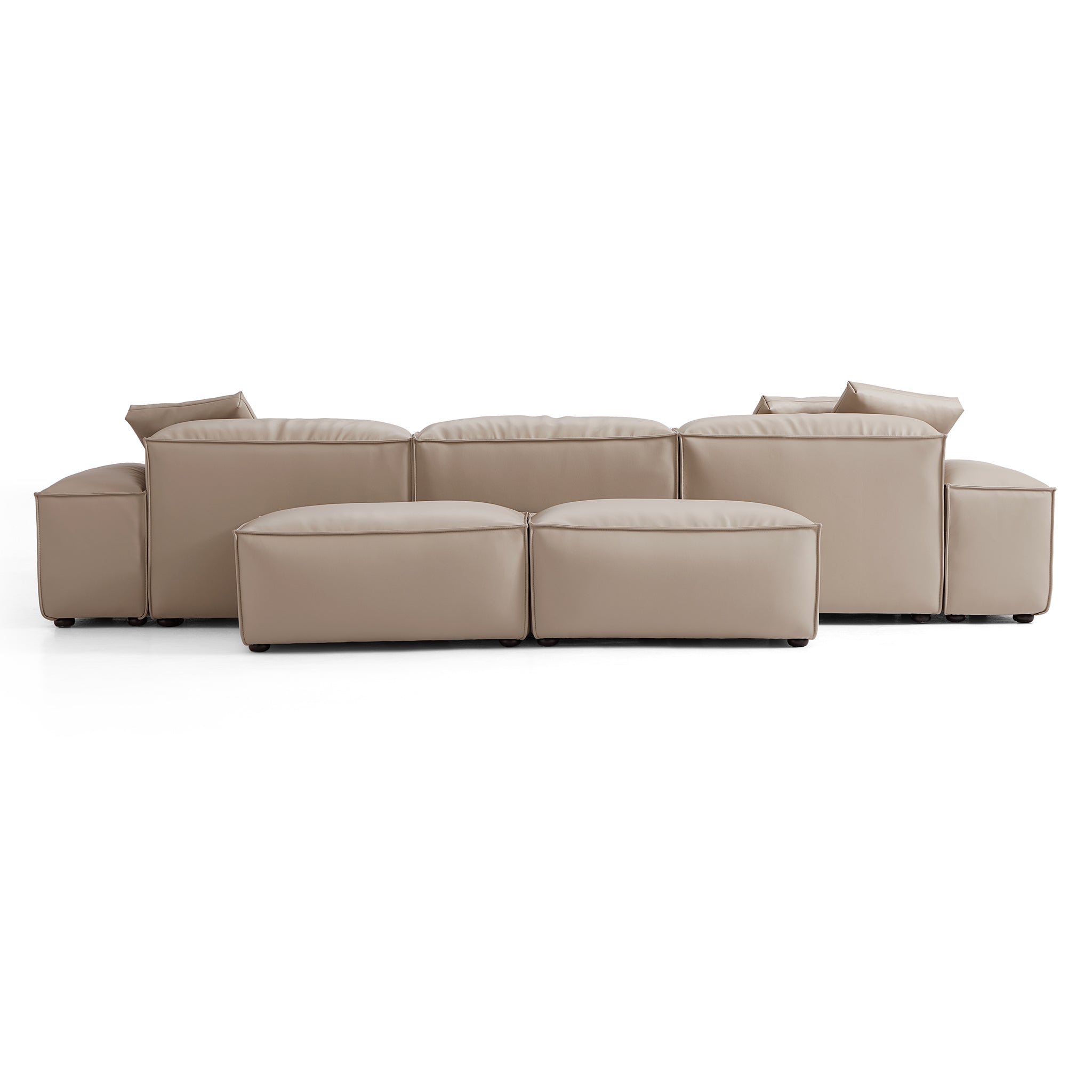 Cube Modular Black Genuine Leather Double-Sided Sectional