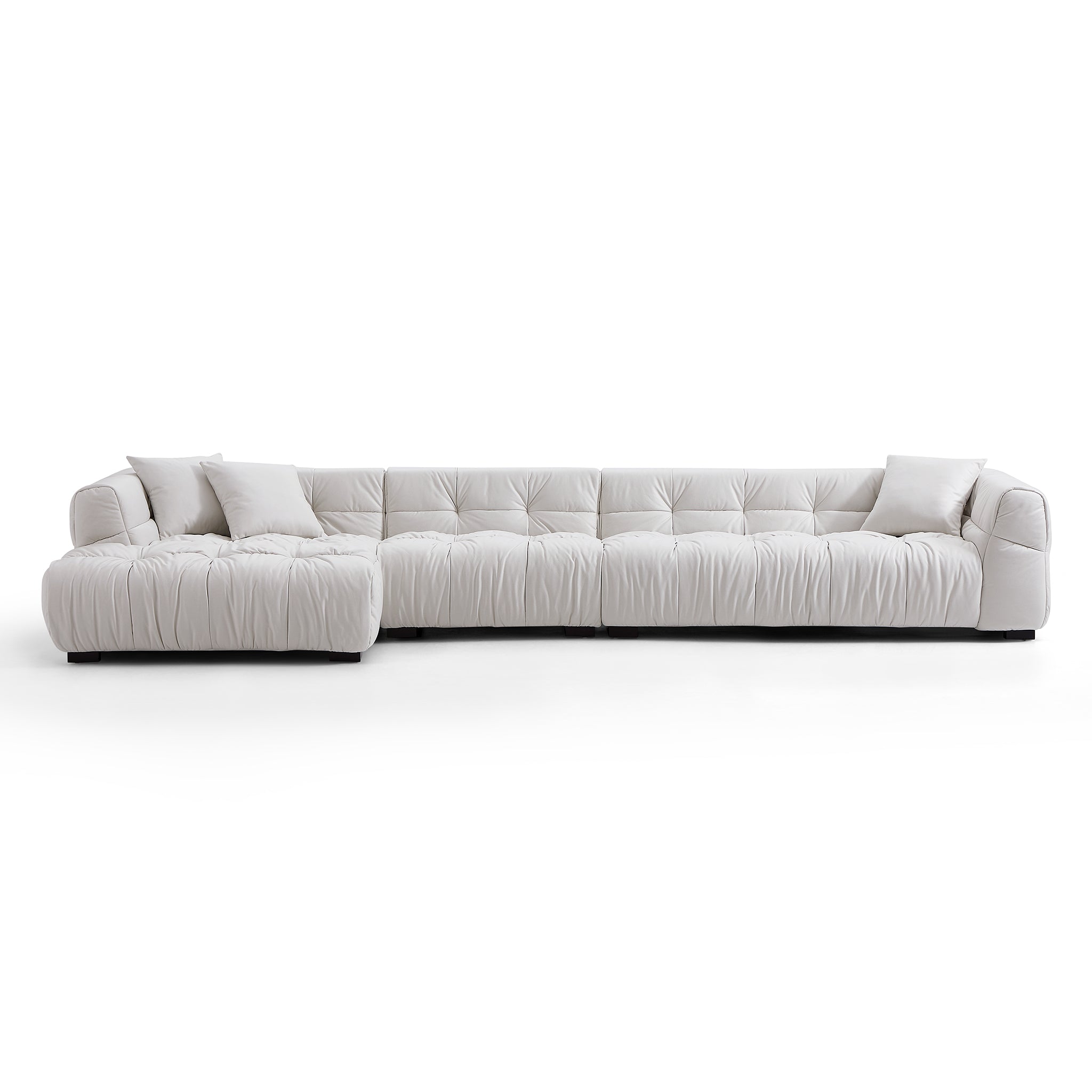 Boba Cream Leathaire Sectional Sofa