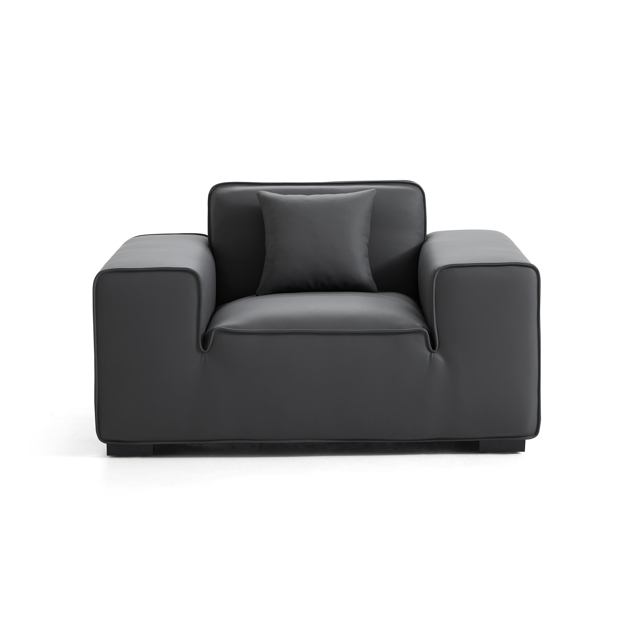 Domus Modular Black Leather Armchair