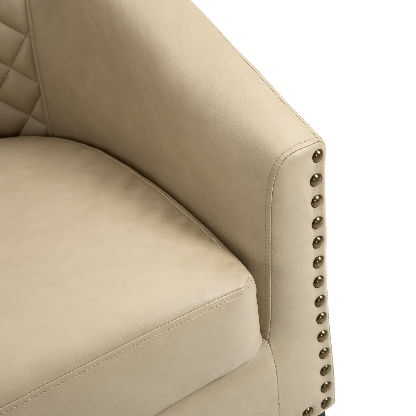 Lot de 2 chaises d'appoint tonneau en cuir vegan de 29 W avec garniture cloutée